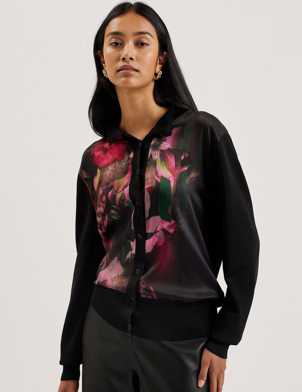 Cárdigan Ted Baker GEMHAA - Printed Panel Long Sleeve Mujer Negras | WIDP-39875