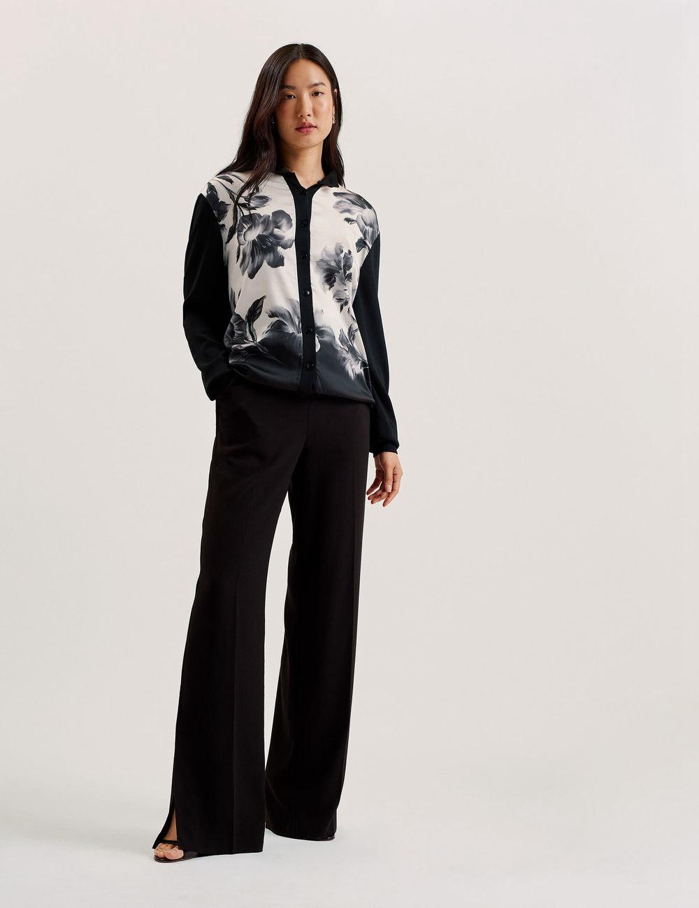 Cárdigan Ted Baker GWEENN - Monochrome Print Woven Front Mujer Negras | ACVT-08753