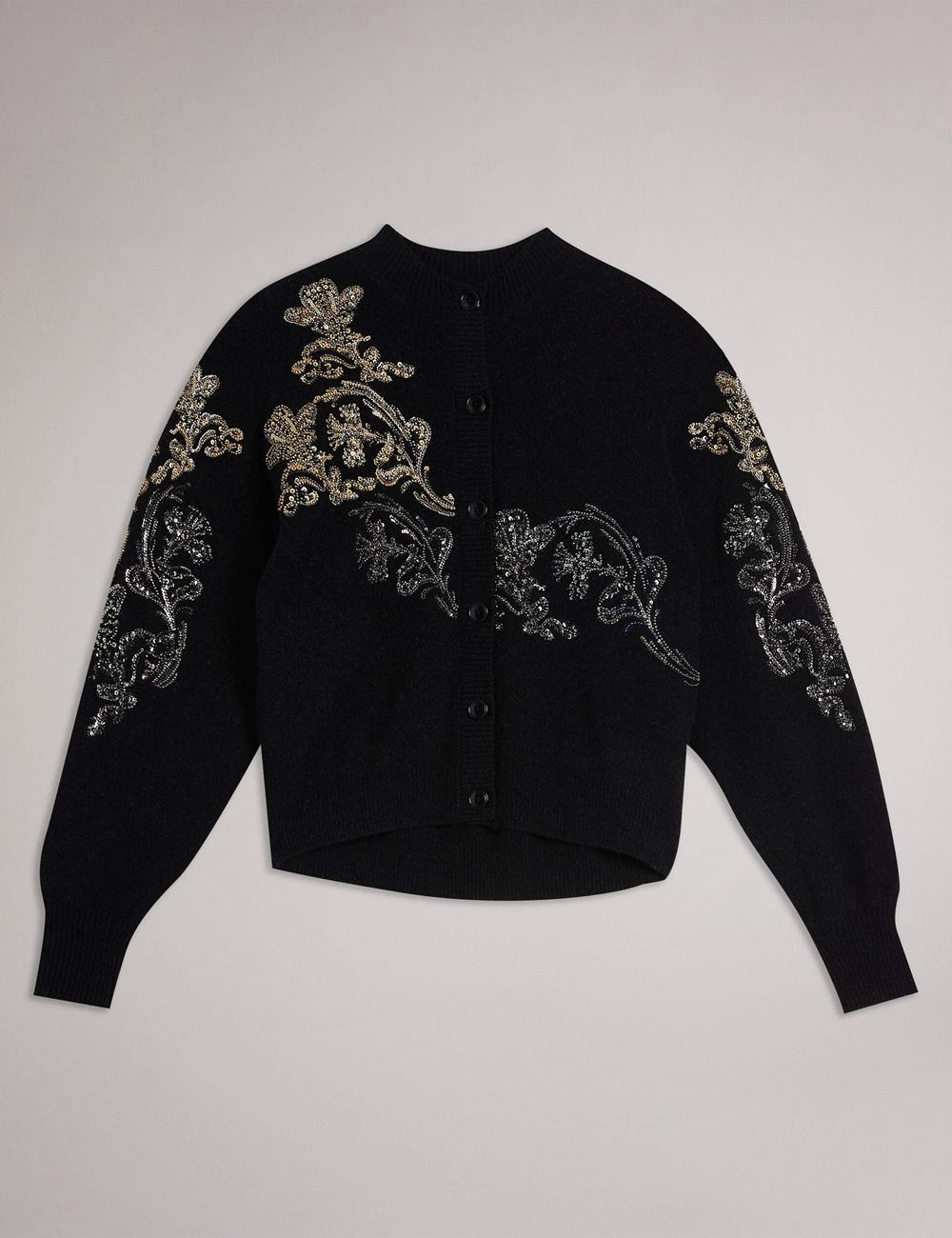Cárdigan Ted Baker JENIIYY - Sequin Embellished Wool Bomber Mujer Gris | AXUZ-41256
