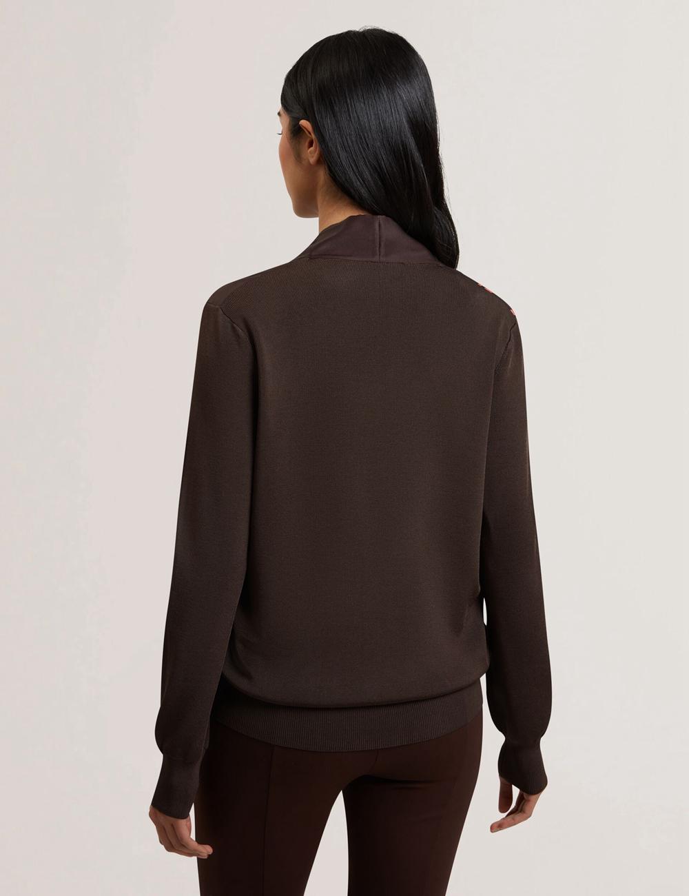 Cárdigan Ted Baker MATIINA - Printed Front Zip-Up Bomber Mujer Marrones | NXOA-37081