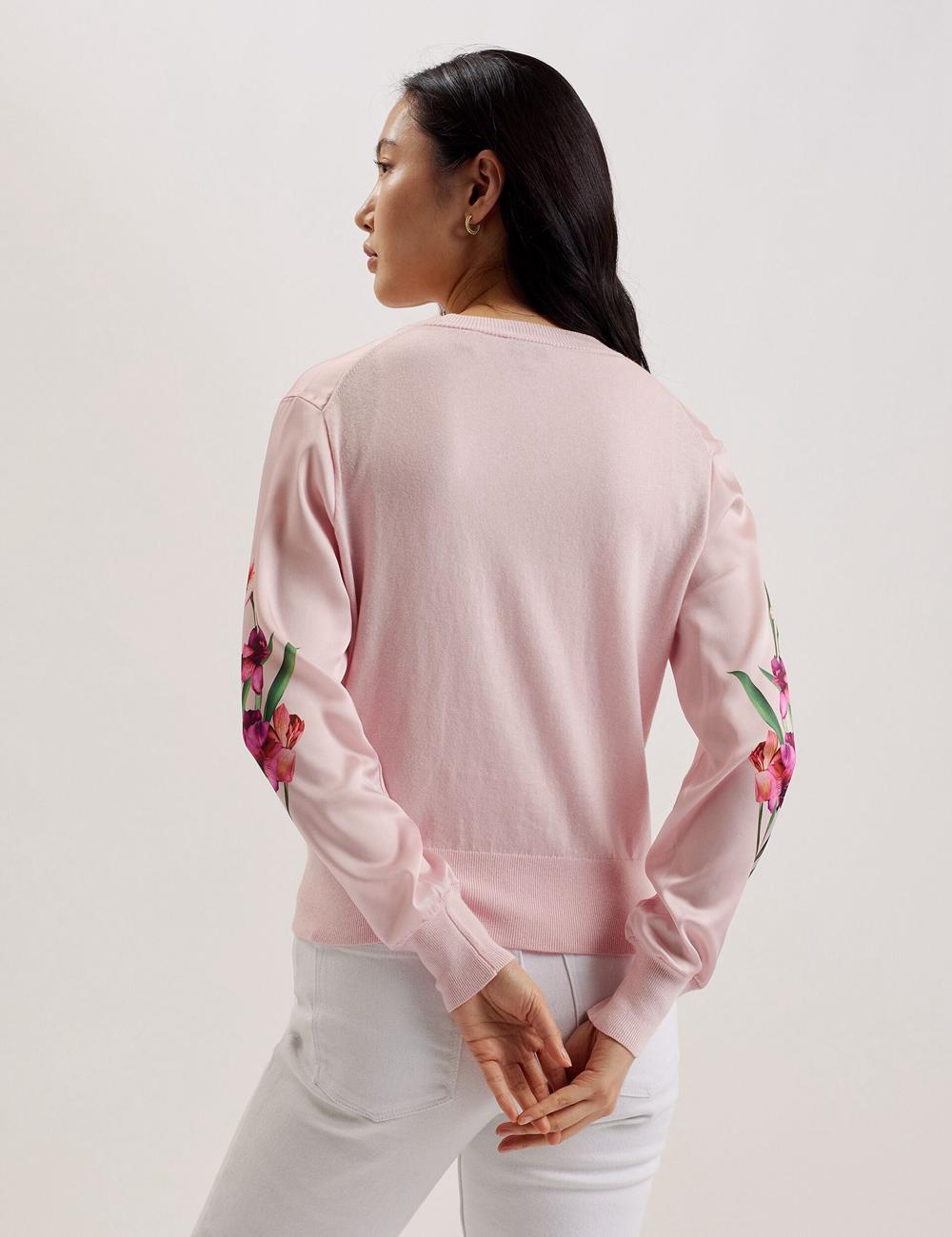 Cárdigan Ted Baker MERALLL - Floral Woven Front V-Neck Mujer Rosas | EUSI-49372