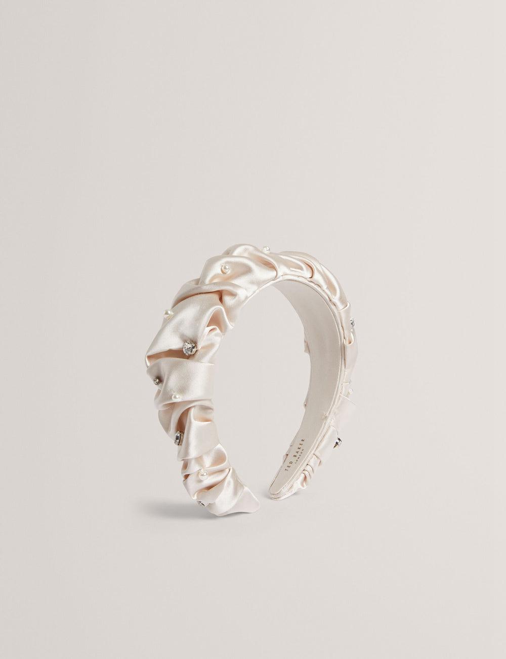 Diadema Ted Baker MELLSI - Rhinestone Ruched Satin Mujer Creme | BDMF-31425