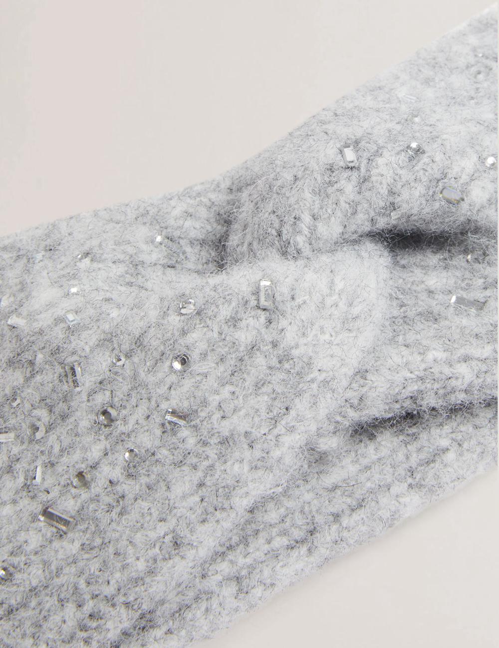 Diadema Ted Baker PENAOPA - Rhinestone Detail Knitted Mujer Gris | RZIU-64032