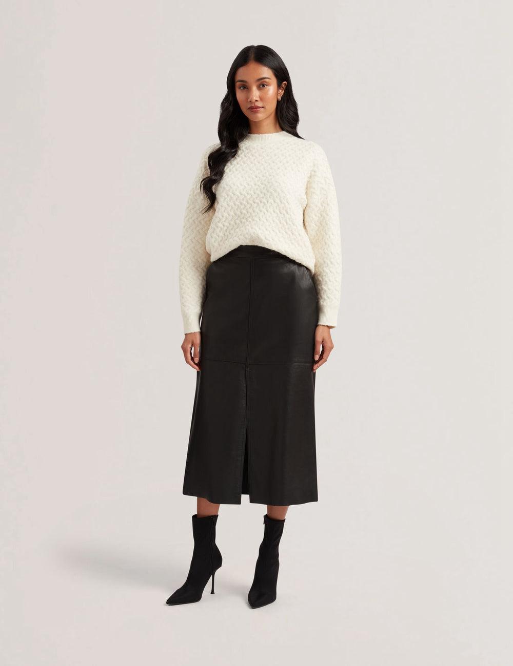 Falda Ted Baker AOTO - Leather Pencil With Seam Detail Mujer Negras | IZEW-67381