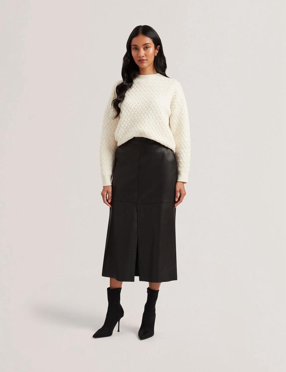 Falda Ted Baker AOTO - Leather Pencil With Seam Detail Mujer Negras | IZEW-67381