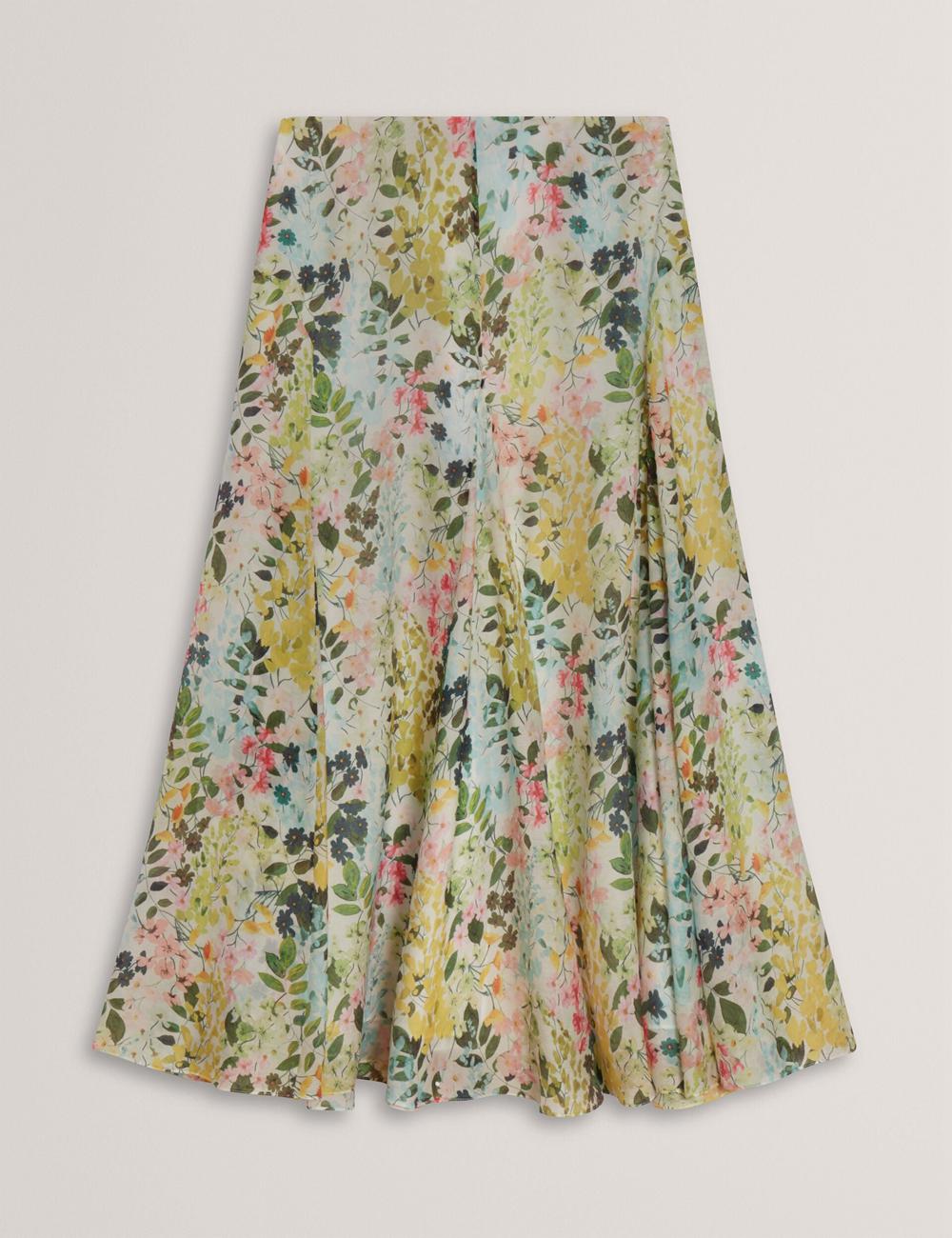 Falda Ted Baker AZULLA - Floral A-Line Woven Mujer Ivory | GBVY-68547
