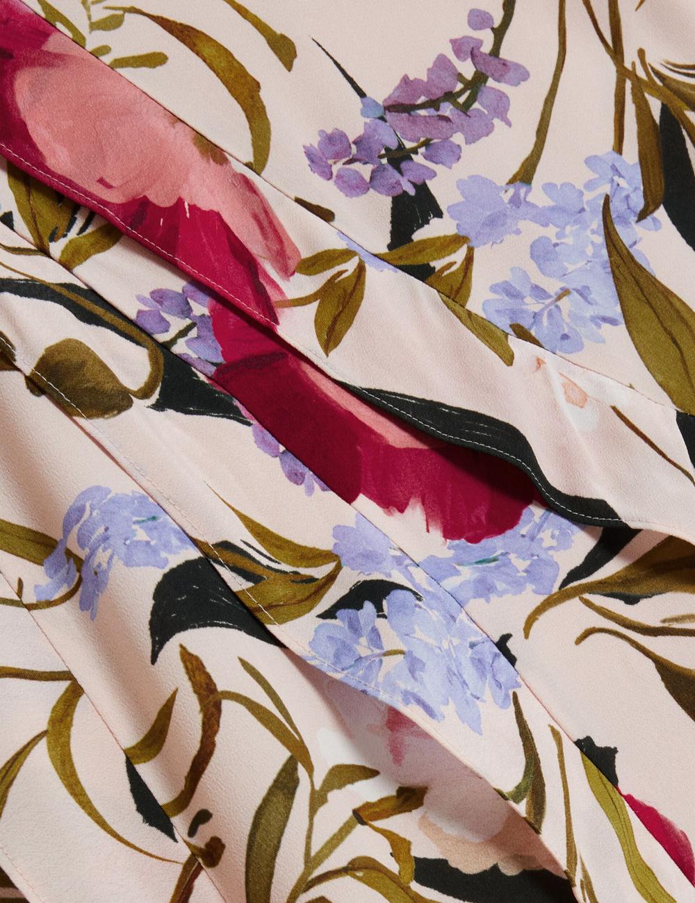 Falda Ted Baker CANDICI - Floral Print Frill Trim With Split Mujer Rosas | ZHGE-21479