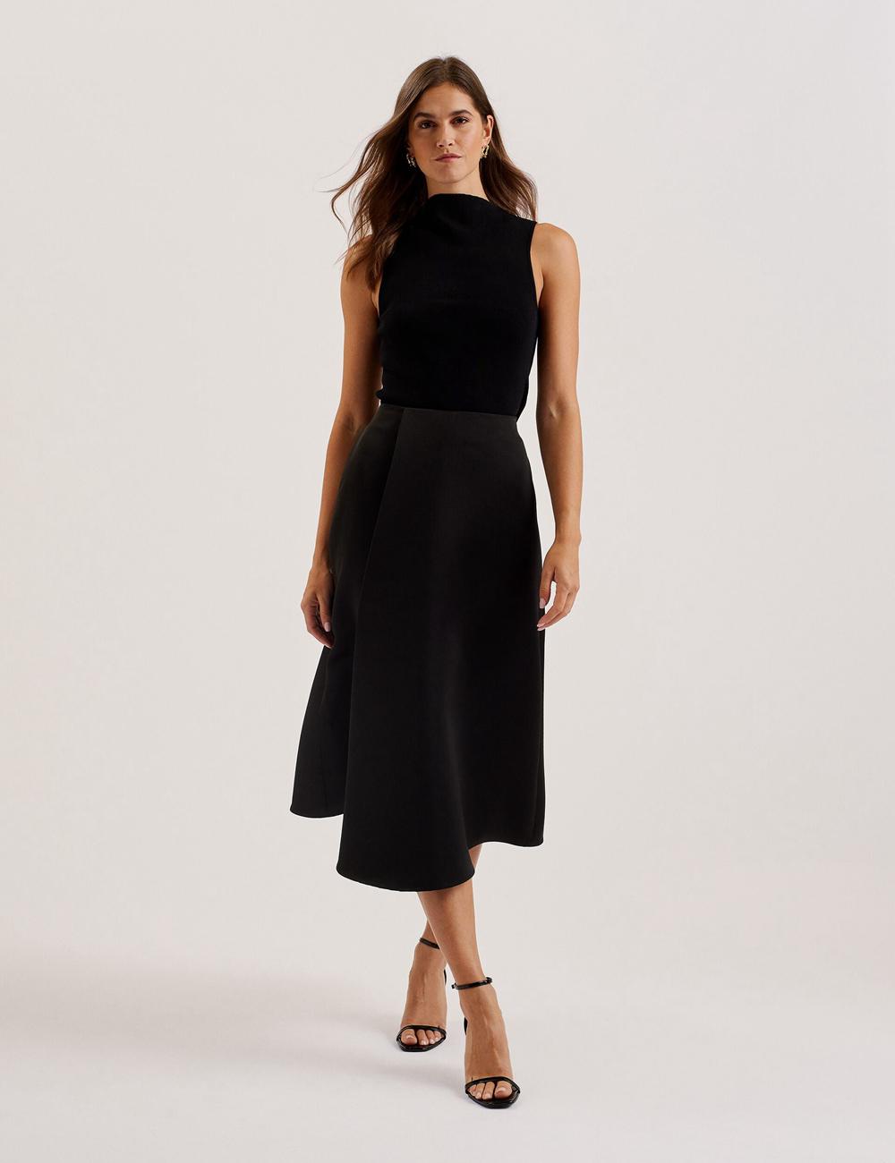 Falda Ted Baker ERVA - Asymmetric Satin Wrap Mujer Negras | IAMT-60241