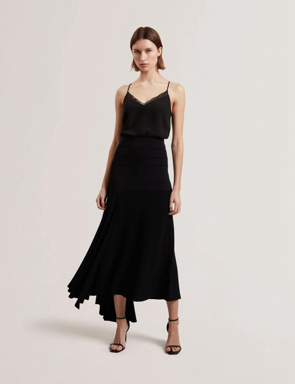 Falda Ted Baker LAURRIE - Asymmetric Waterfall Hem Knitted Mujer Negras | IVFW-93456