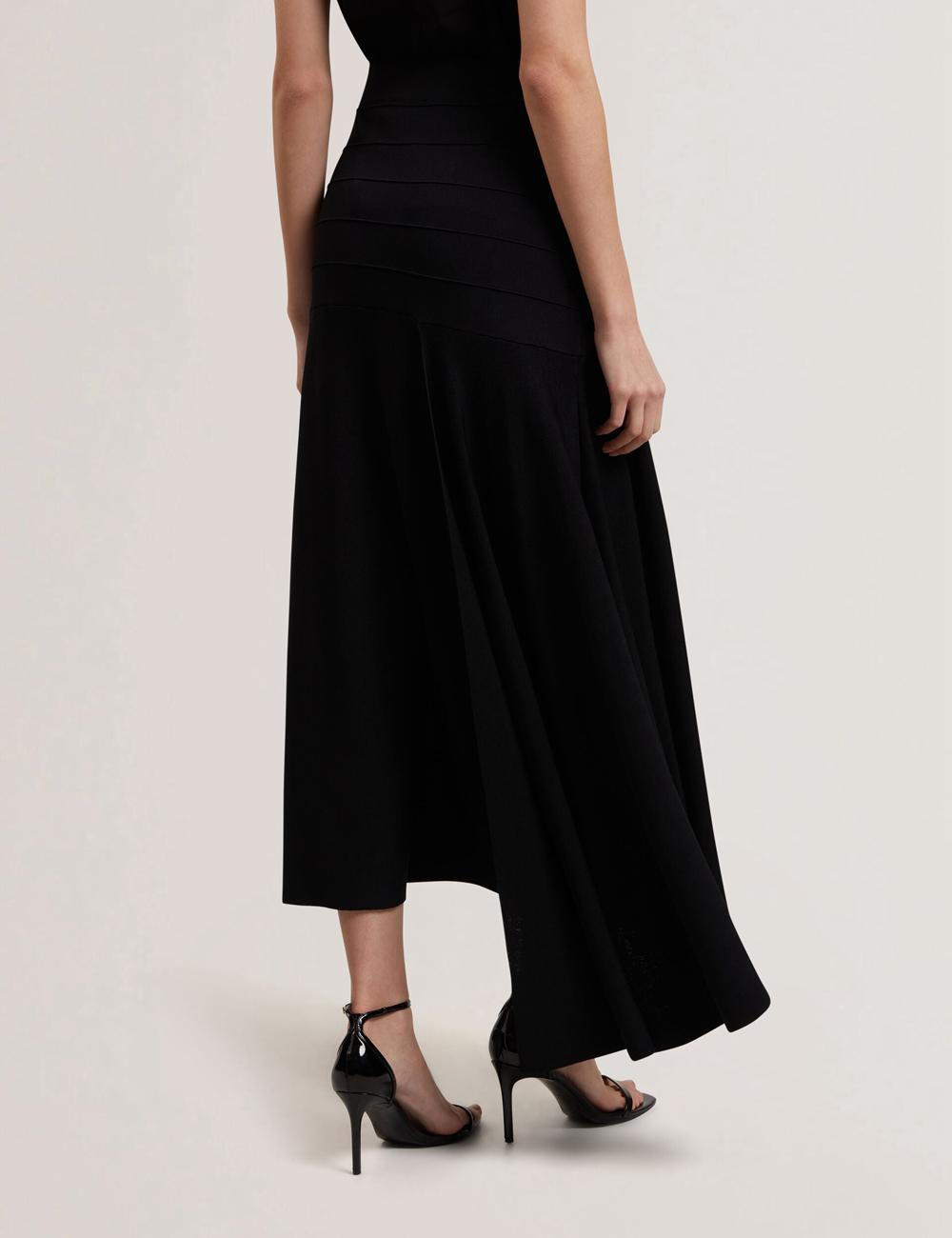 Falda Ted Baker LAURRIE - Asymmetric Waterfall Hem Knitted Mujer Negras | IVFW-93456