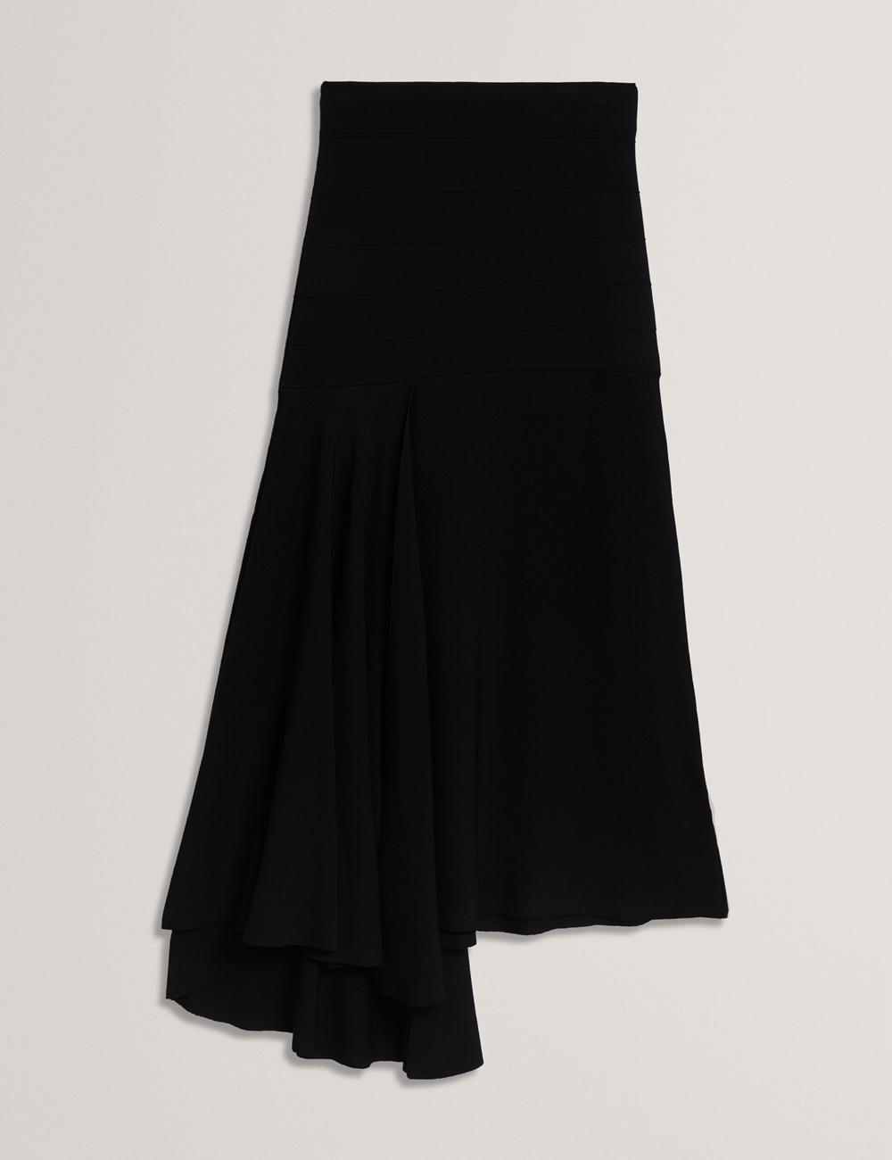 Falda Ted Baker LAURRIE - Asymmetric Waterfall Hem Knitted Mujer Negras | IVFW-93456