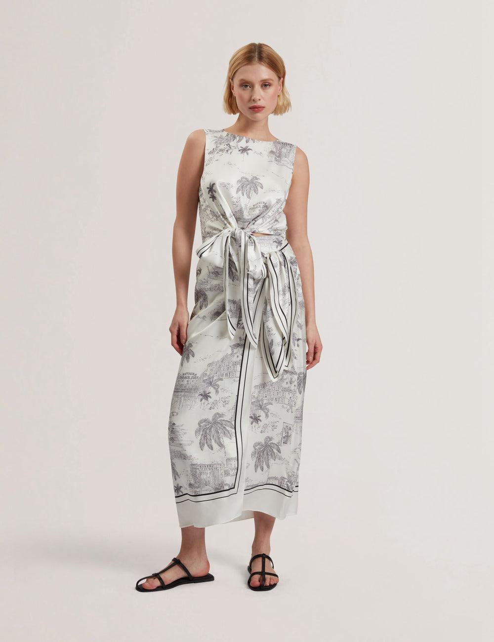 Falda Ted Baker MELVA - Printed Detail Wrap Mujer Ivory | XUZJ-67582
