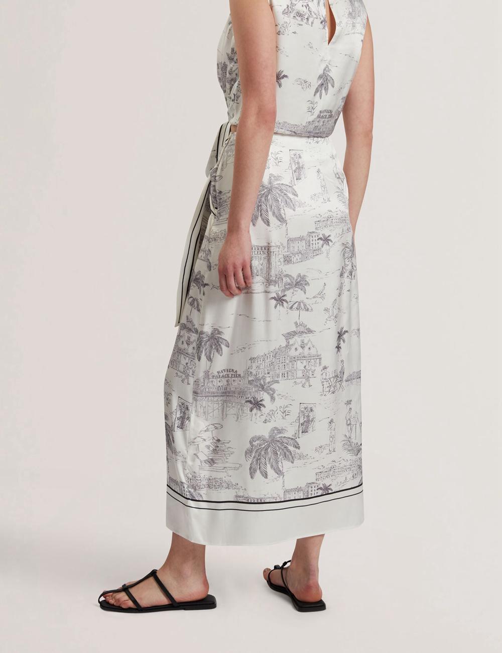 Falda Ted Baker MELVA - Printed Detail Wrap Mujer Ivory | XUZJ-67582