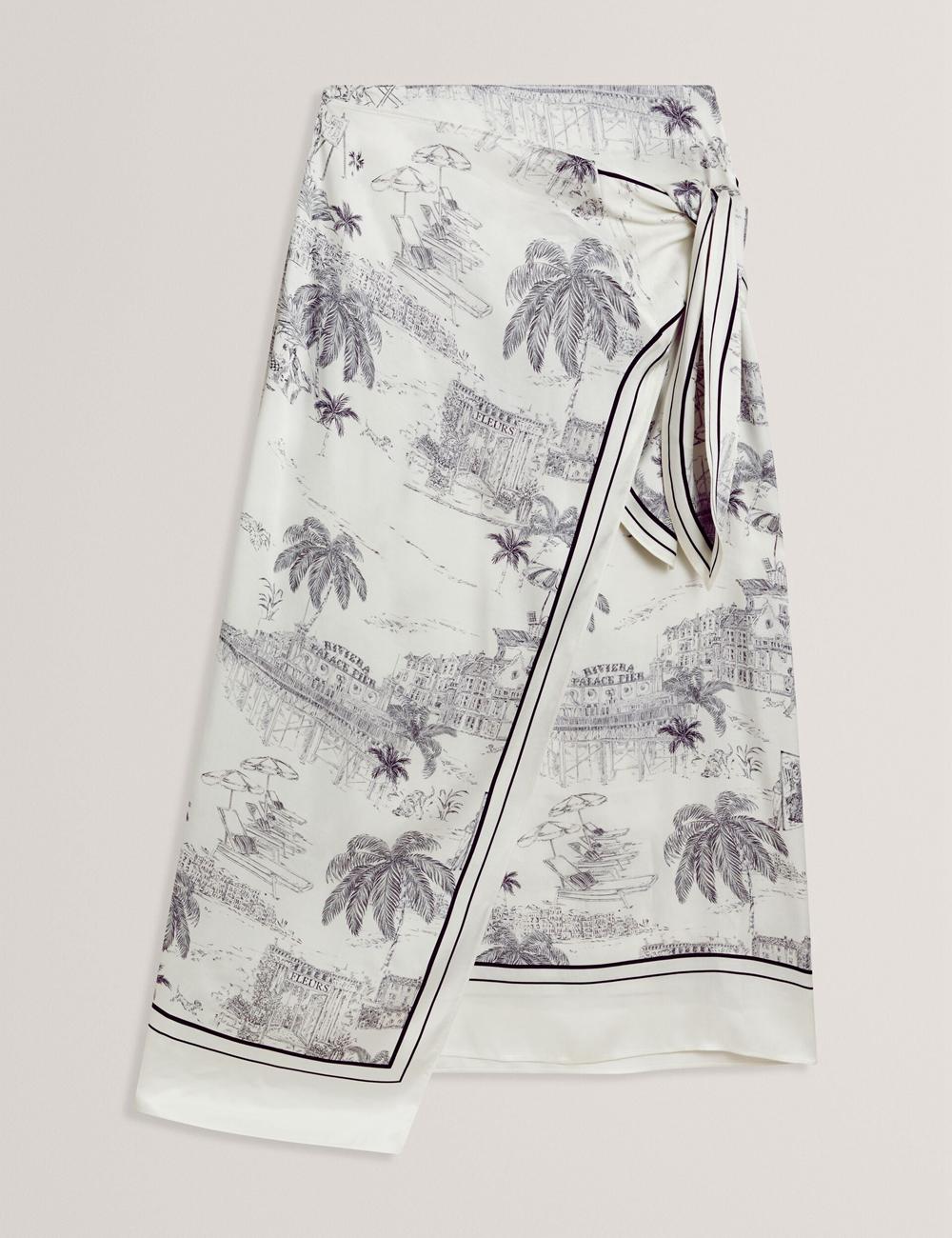 Falda Ted Baker MELVA - Printed Detail Wrap Mujer Ivory | XUZJ-67582