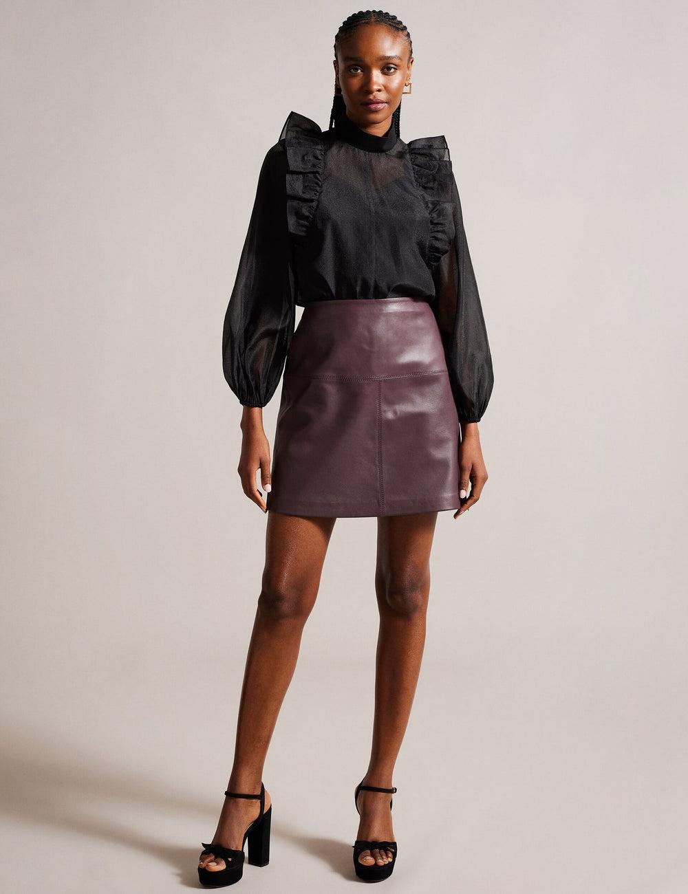 Falda Ted Baker VALIAT - A-Line Leather Mujer Rojas | QMXK-70839