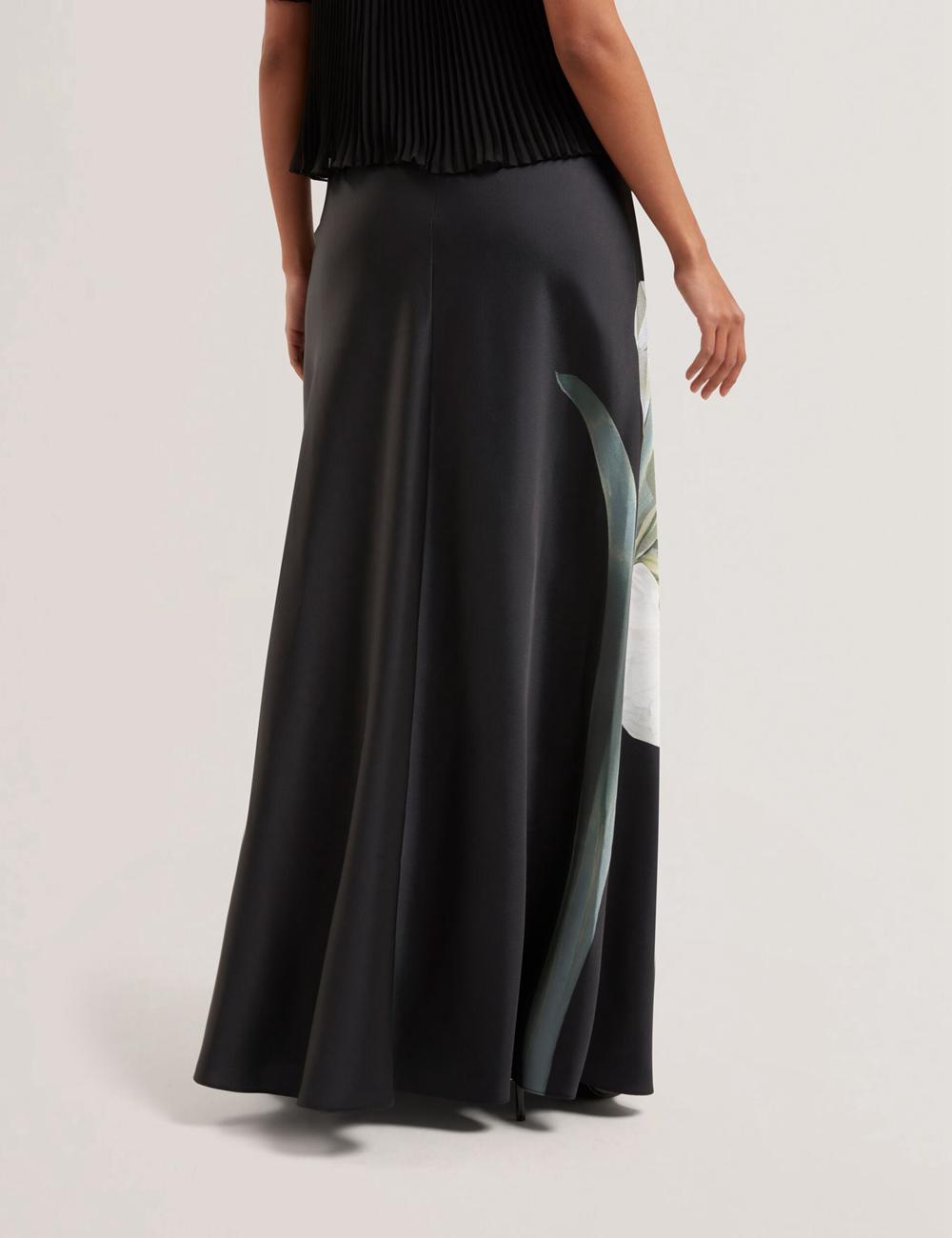 Falda Ted Baker ZIONNA - Floral Print Detail Satin Mujer Negras | VQER-83721