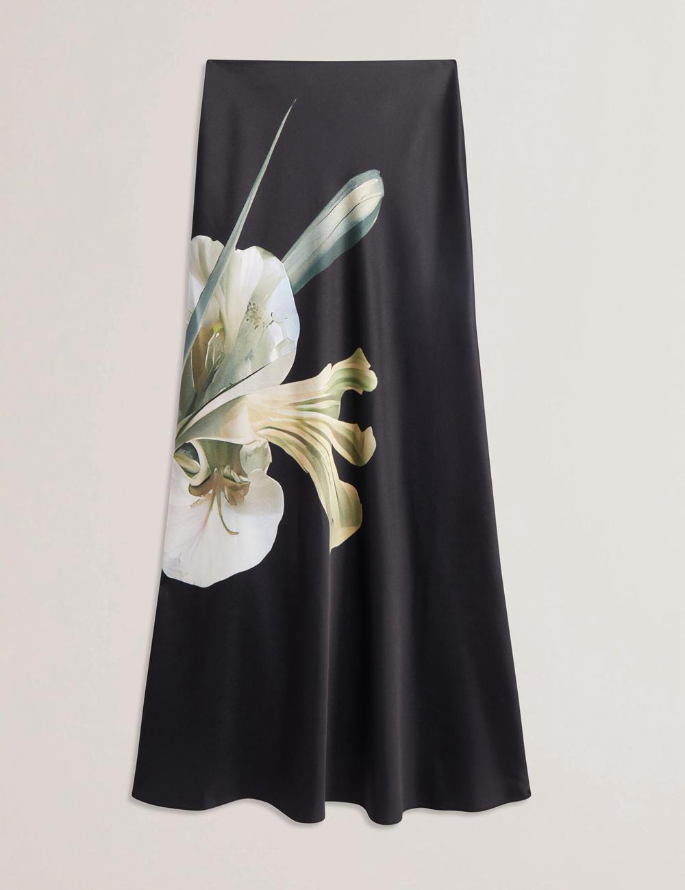 Falda Ted Baker ZIONNA - Floral Print Detail Satin Mujer Negras | VQER-83721