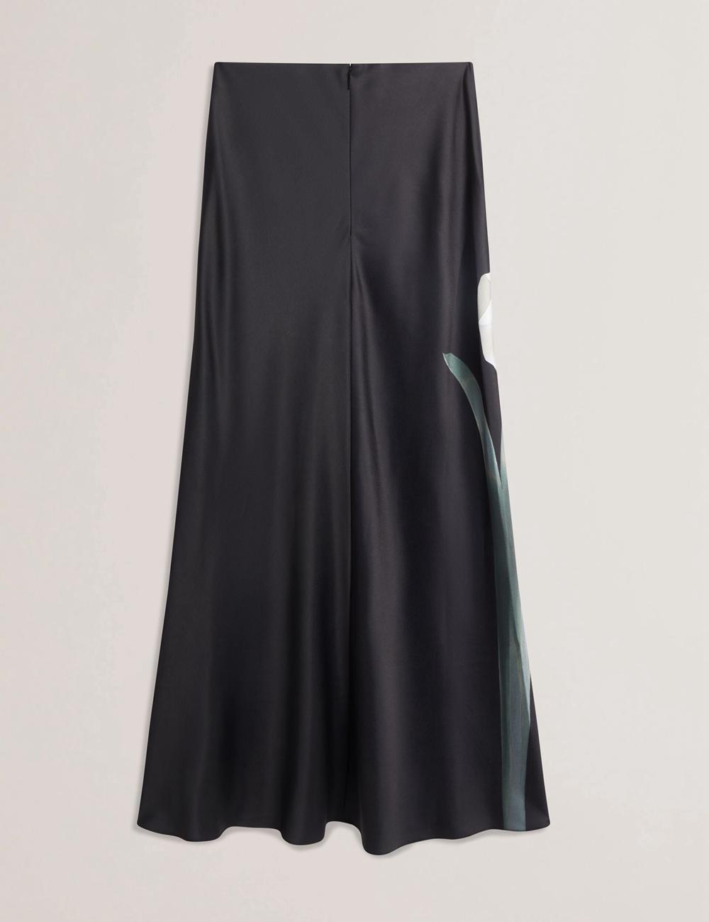 Falda Ted Baker ZIONNA - Floral Print Detail Satin Mujer Negras | VQER-83721