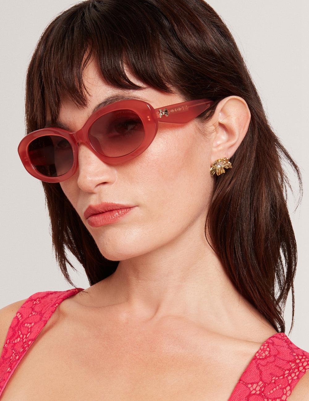 Gafas de Sol Ted Baker DAISIE - Chunky Oval Bow Detail Mujer Rosas Rosas | PYMW-89401