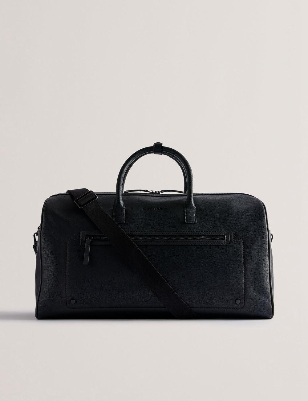 Holdall Bags Ted Baker LANDERS - Textured Leather Zip Pocket Hombre Negras | FKNZ-97415