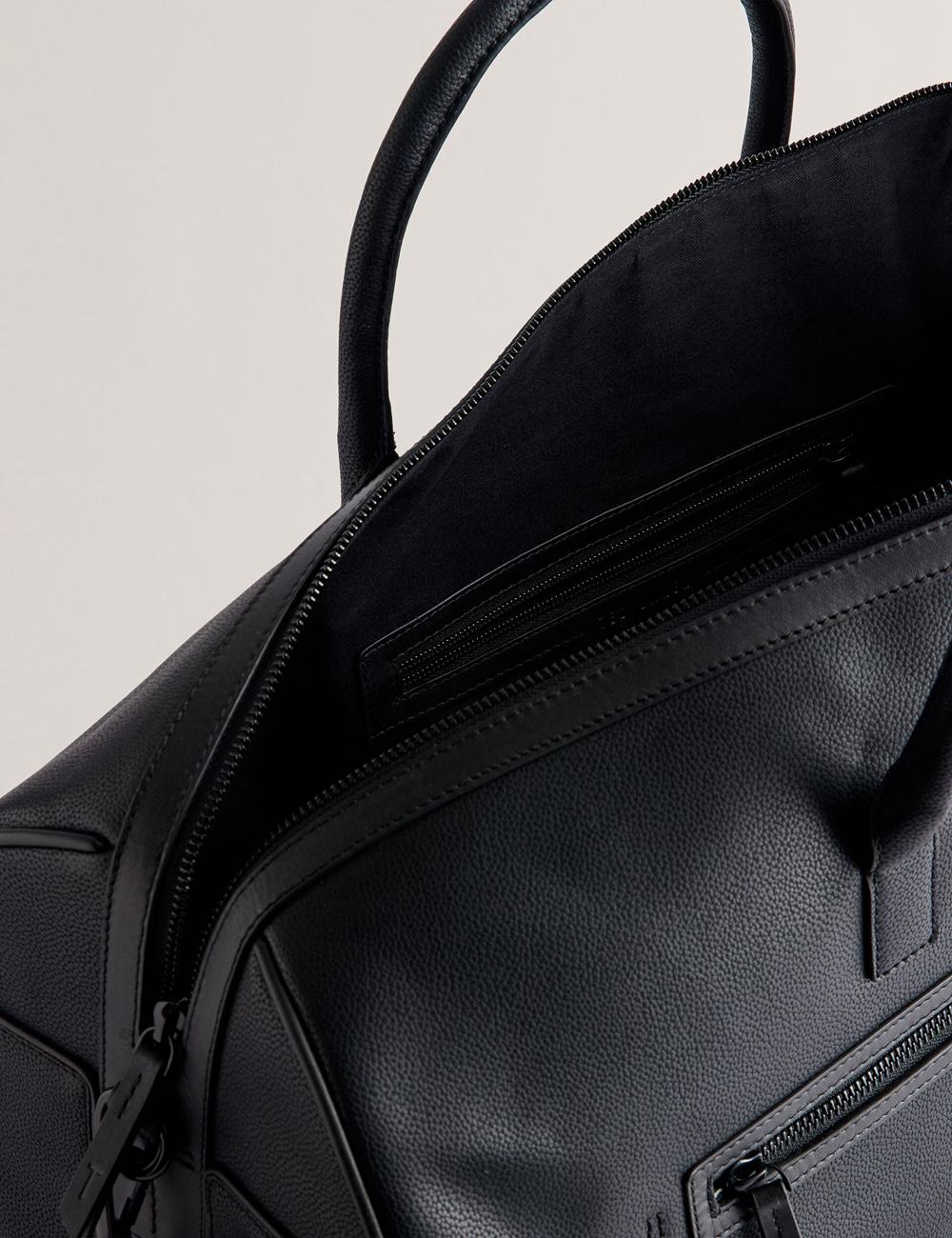 Holdall Bags Ted Baker LANDERS - Textured Leather Zip Pocket Hombre Negras | FKNZ-97415