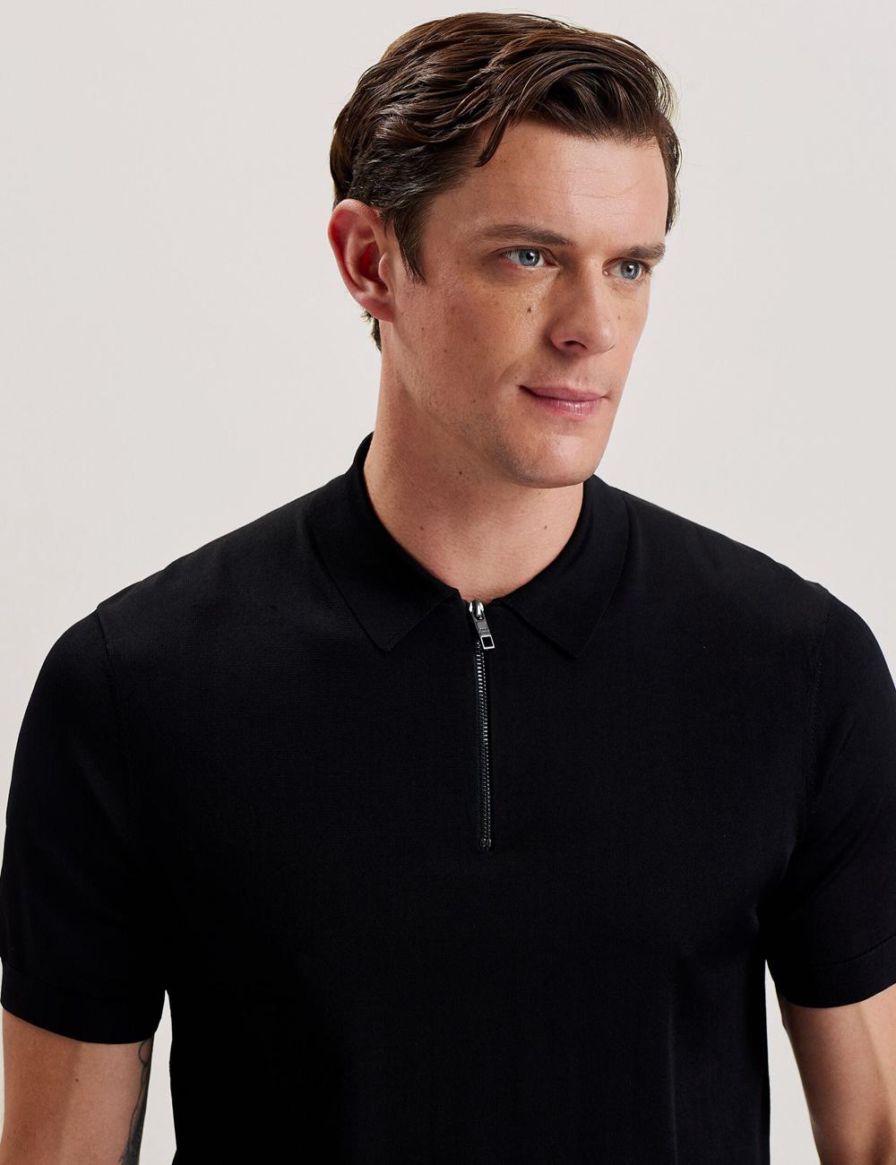 Jerséis Ted Baker DALDIN - Zip Collar Stretch Knit Hombre Negras | PKFI-15039