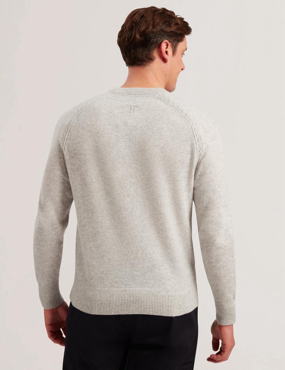 Jerséis Ted Baker GLANT - Cashmere Cable Detail Crew Neck Hombre Gris | KABF-64538