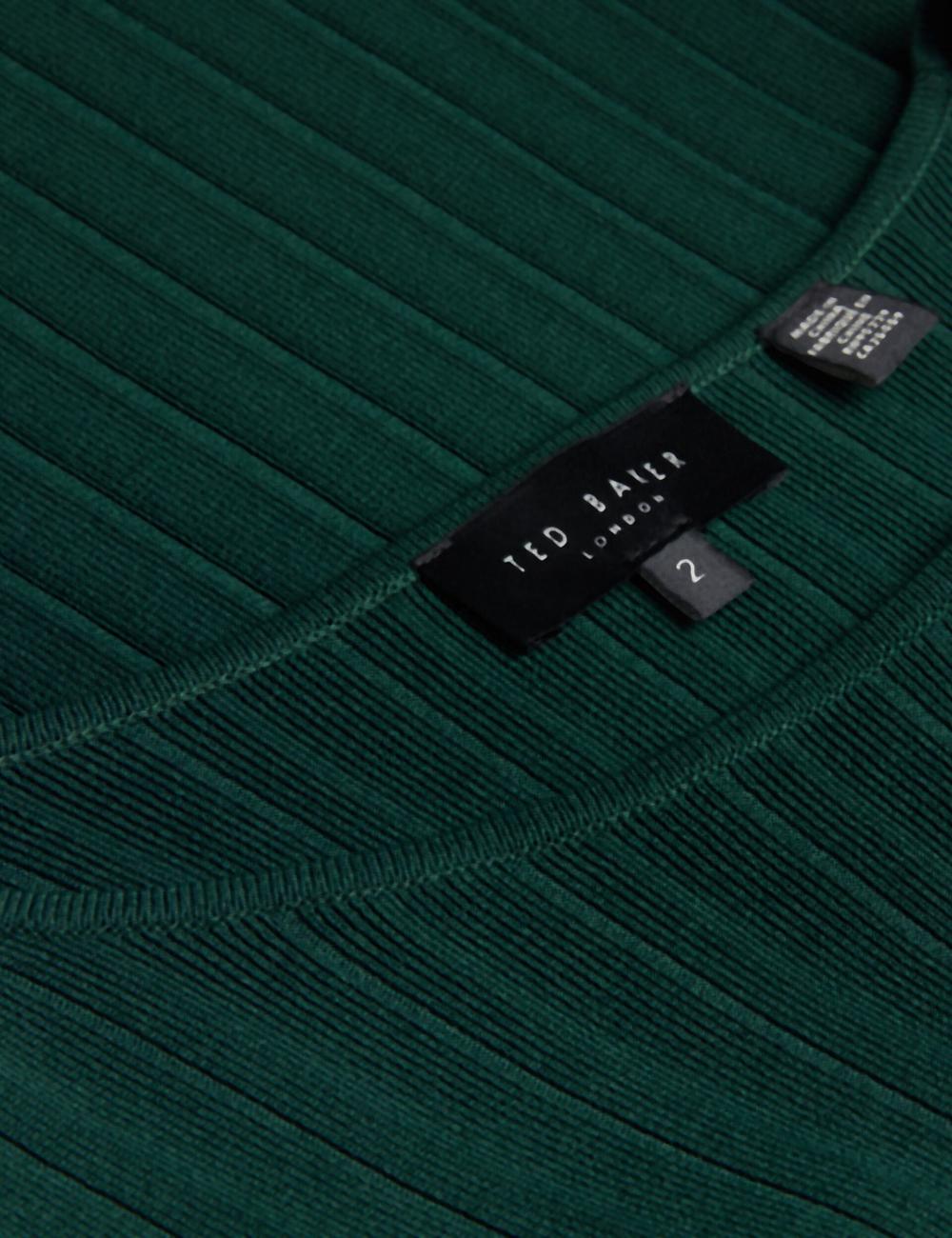 Jerséis Ted Baker IIVANNA - Ribbed Knit Top With Fluted Short Sleeves Mujer Verde | PZWL-23671
