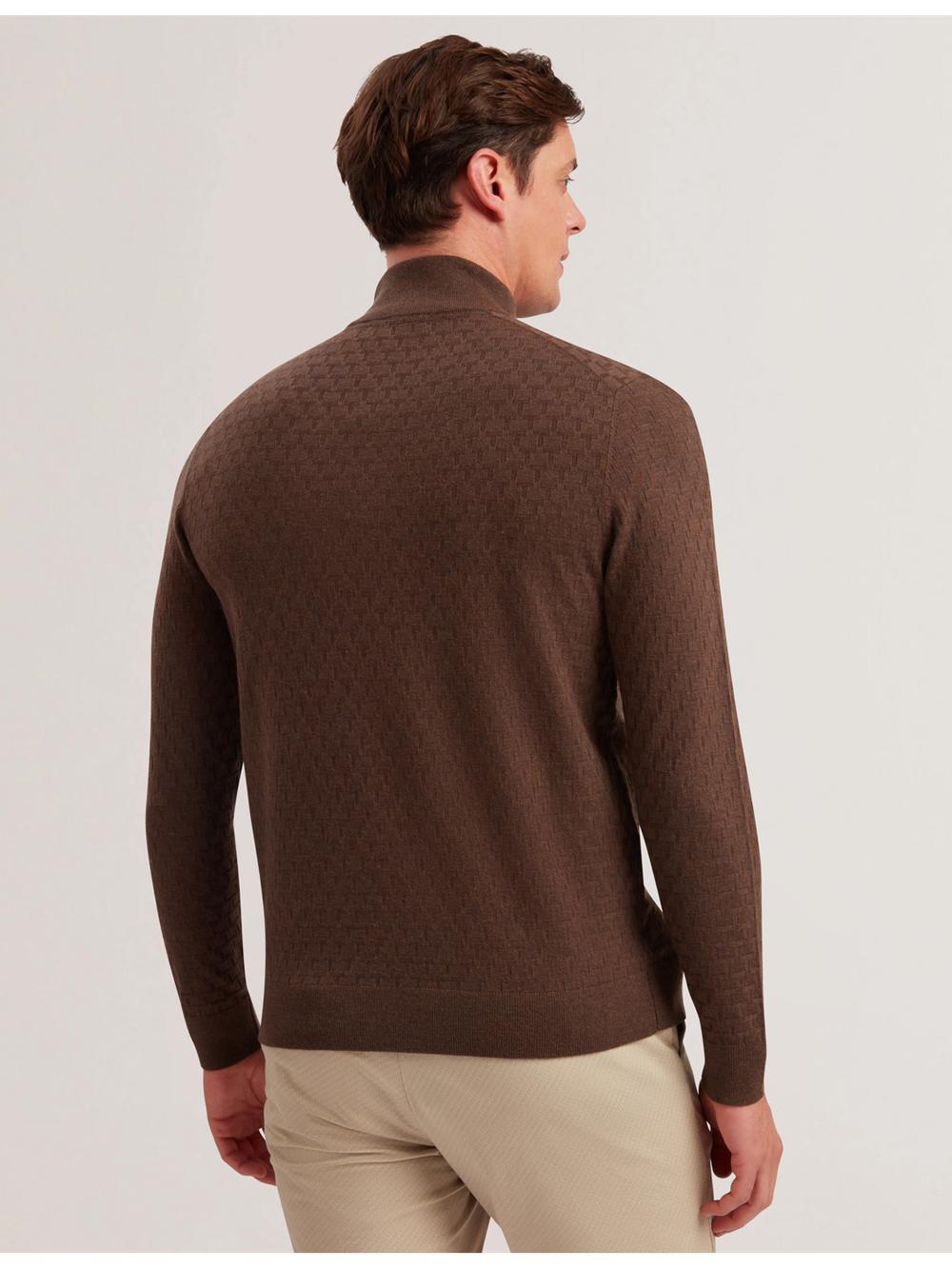 Jerséis Ted Baker KURNLE - T Knit Half Zip Funnel Neck Hombre Marrones | GONV-36049