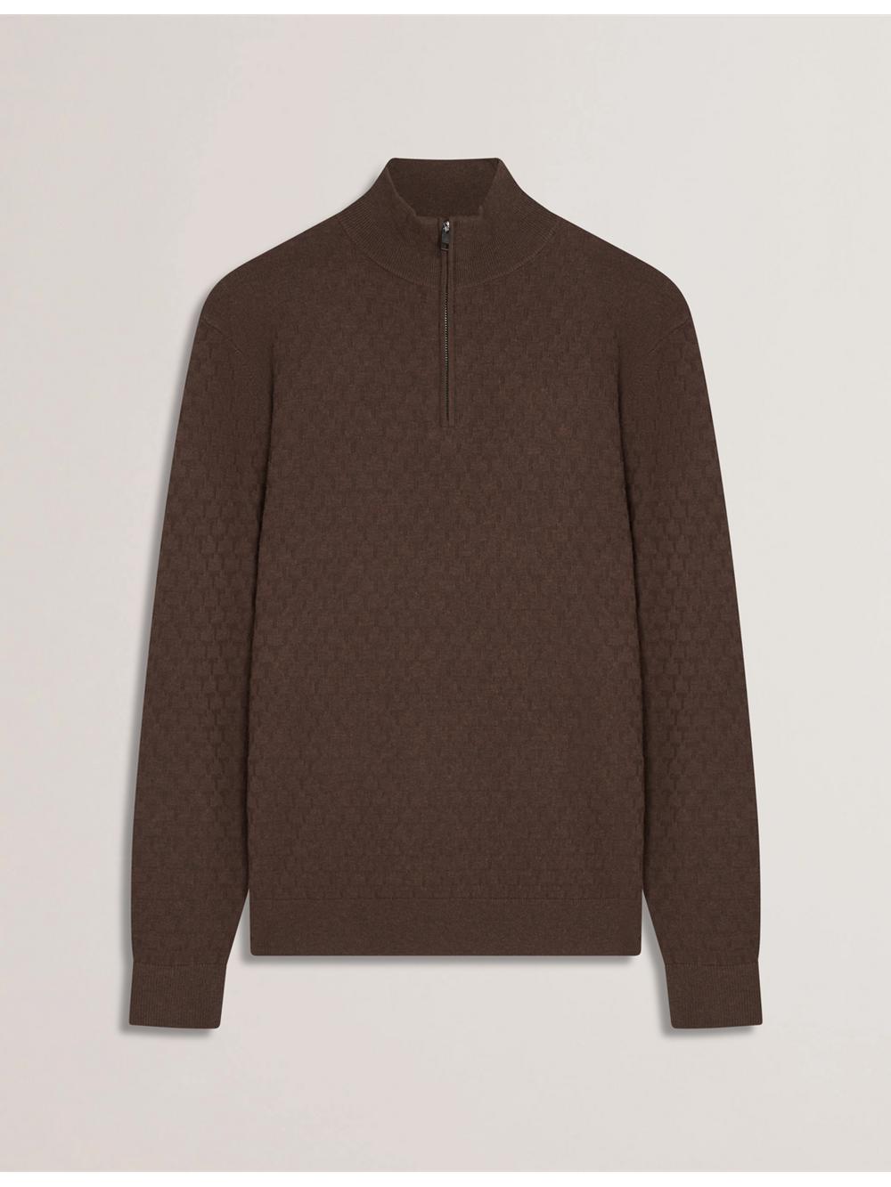 Jerséis Ted Baker KURNLE - T Knit Half Zip Funnel Neck Hombre Marrones | GONV-36049