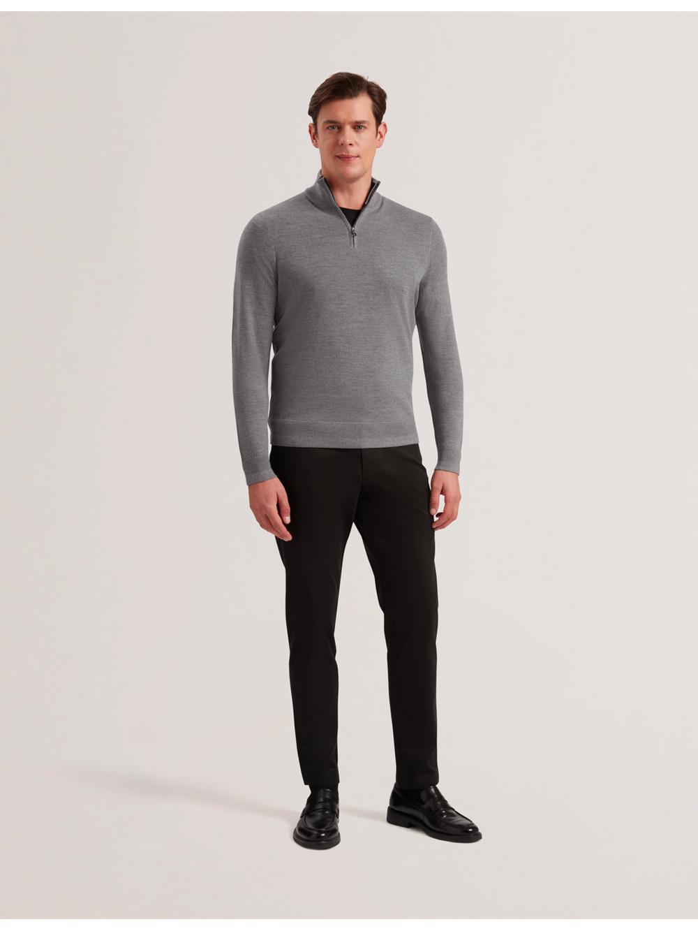 Jerséis Ted Baker LIMEHAS - Wool Quarter Zip Funnel Neck Hombre Charcoal | WZGA-02985