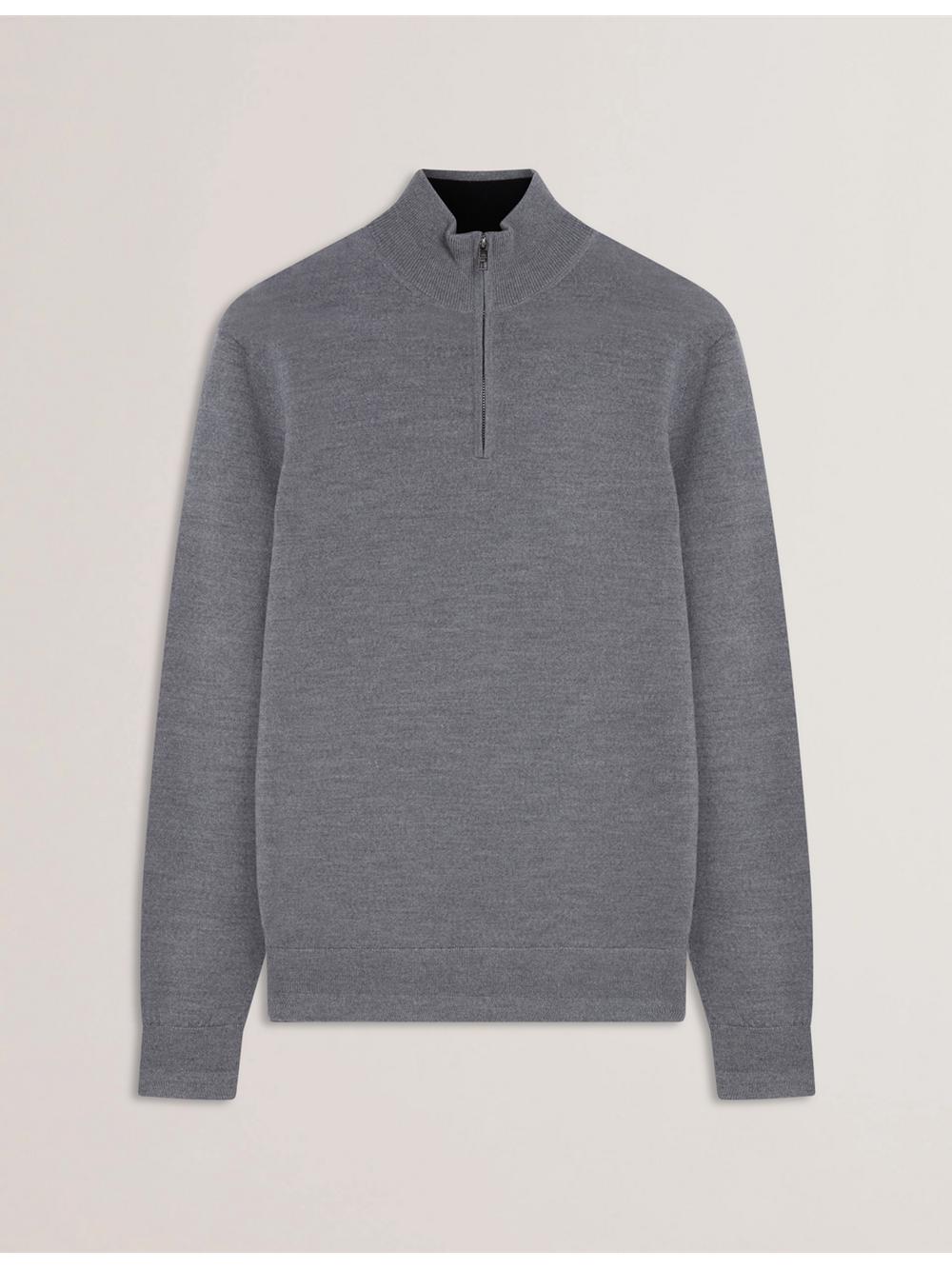 Jerséis Ted Baker LIMEHAS - Wool Quarter Zip Funnel Neck Hombre Charcoal | WZGA-02985