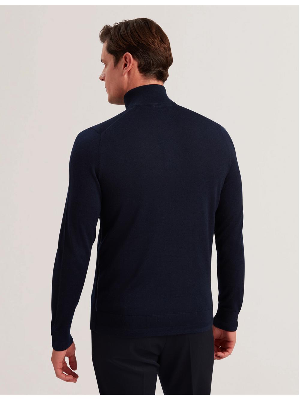 Jerséis Ted Baker LIMEHAS - Wool Quarter Zip Funnel Neck Sweater Hombre Azul Marino | HSPA-61875