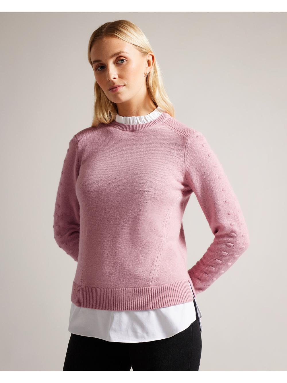 Jerséis Ted Baker LISSIAH - Bobble Detail Shirt Hem Knitted Mujer Rosas | SKRM-13926