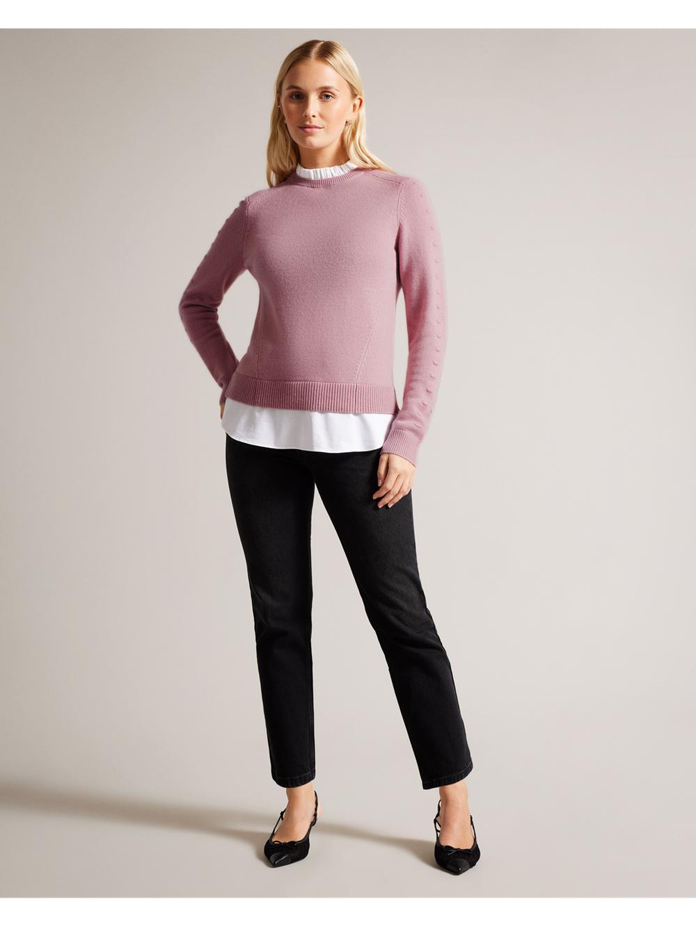 Jerséis Ted Baker LISSIAH - Bobble Detail Shirt Hem Knitted Mujer Rosas | SKRM-13926