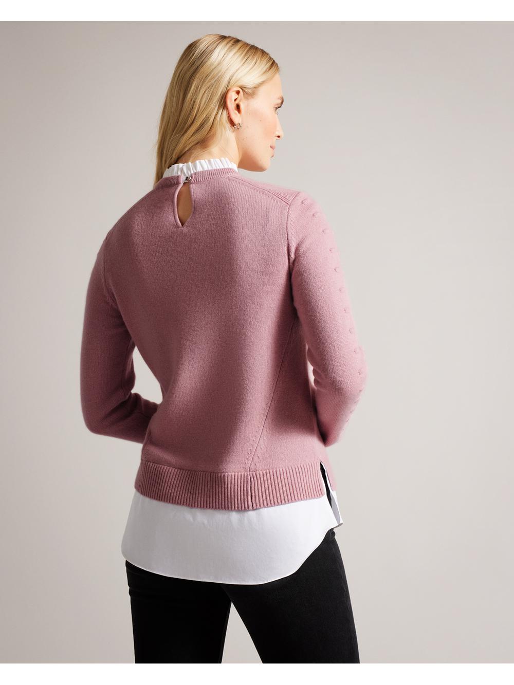 Jerséis Ted Baker LISSIAH - Bobble Detail Shirt Hem Knitted Mujer Rosas | SKRM-13926