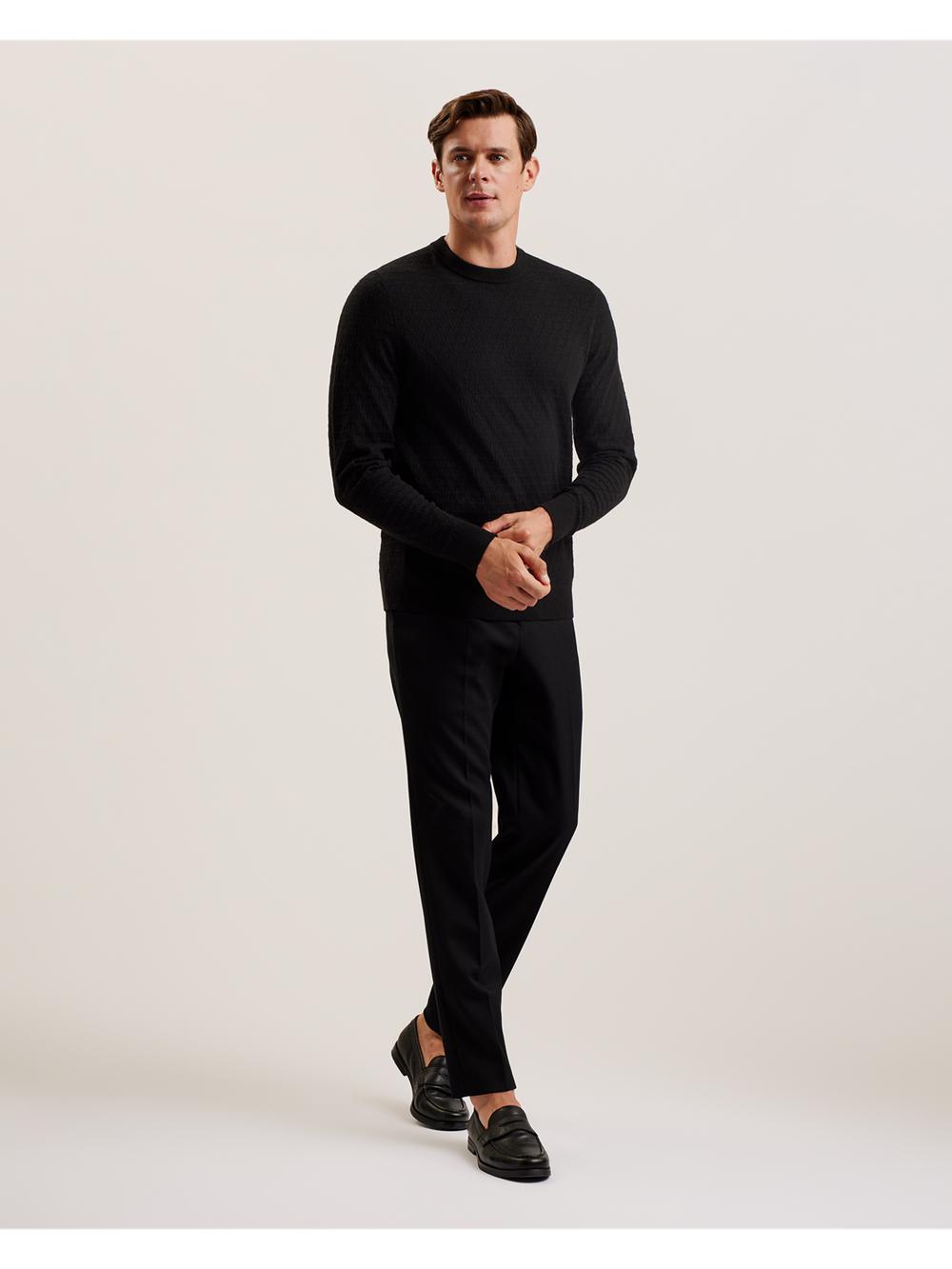Jerséis Ted Baker LOUNG - Textured T Knit Crew Neck Hombre Negras | HMZT-28541