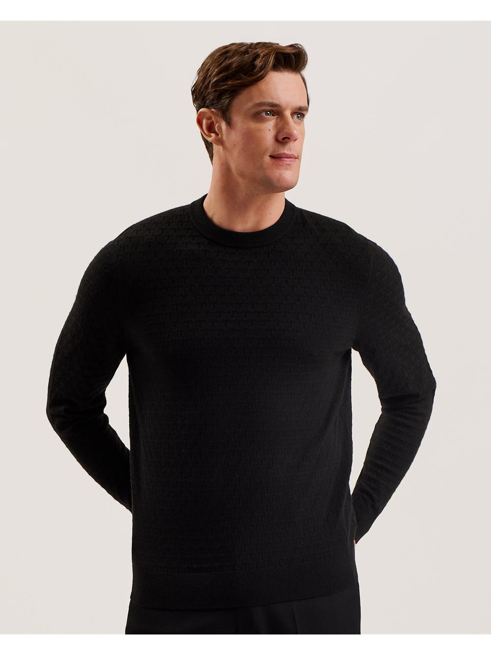 Jerséis Ted Baker LOUNG - Textured T Knit Crew Neck Hombre Negras | HMZT-28541