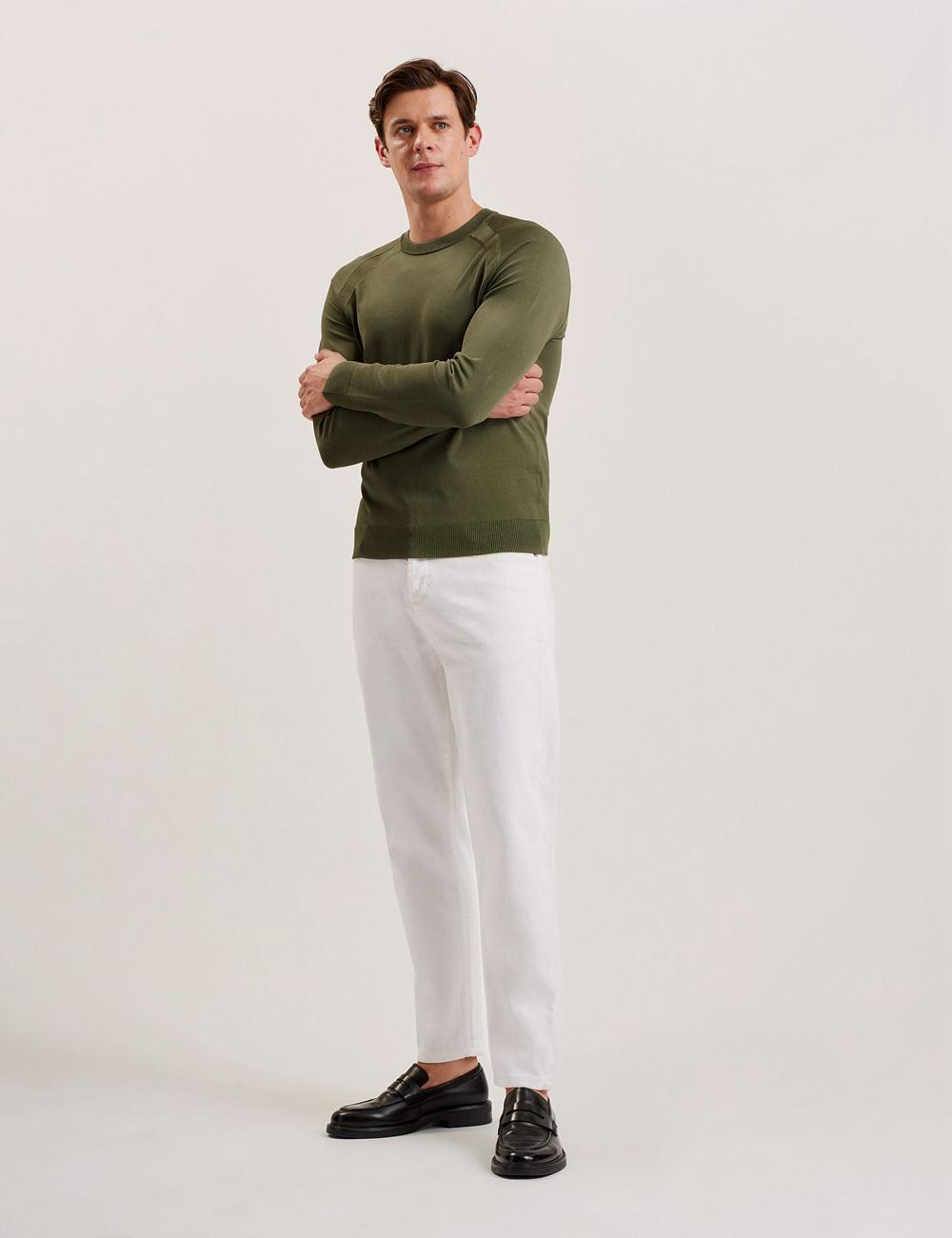 Jerséis Ted Baker MAYWO - Saddle Shoulder Crew Neck Hombre Kaki | YZPE-82476