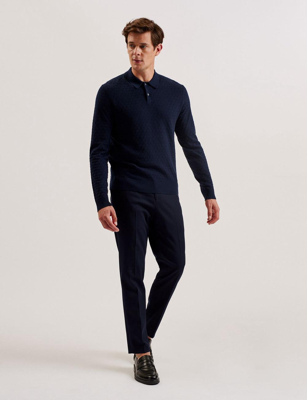 Jerséis Ted Baker MORAR - T Knit Long Sleeve Top Hombre Azul Marino | SGLX-41079