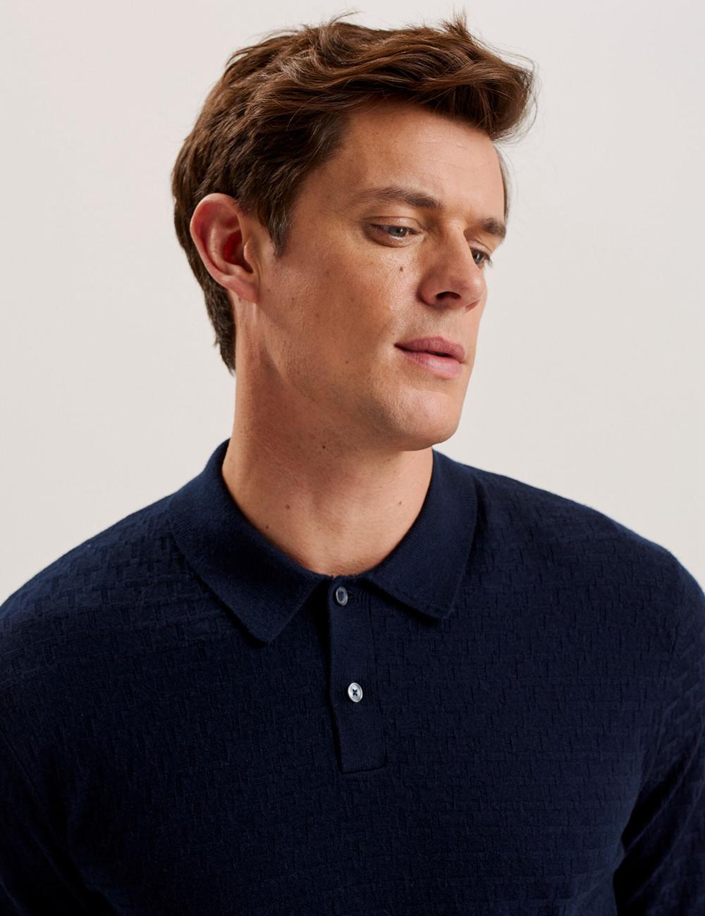 Jerséis Ted Baker MORAR - T Knit Long Sleeve Top Hombre Azul Marino | SGLX-41079