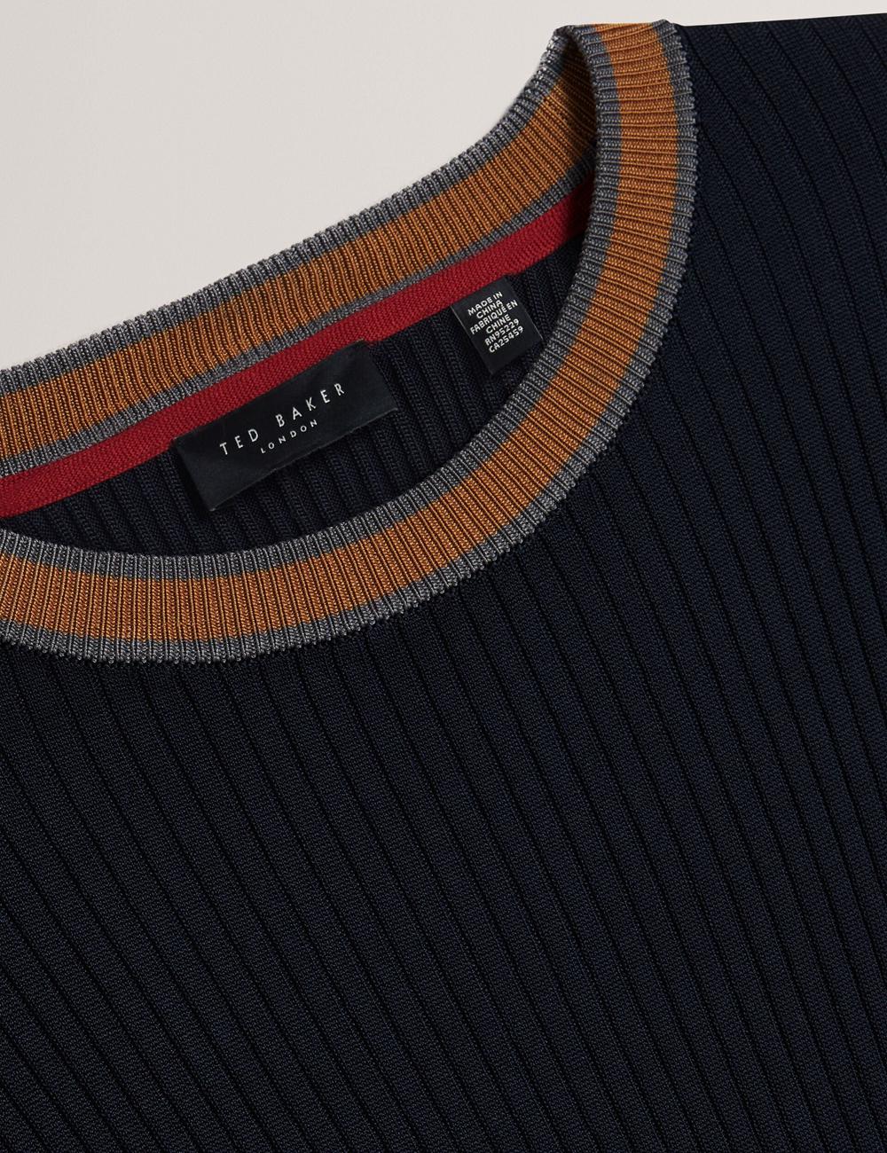 Jerséis Ted Baker NAYOR - Long Sleeve Rayon Ribbed Crew Neck Hombre Azul Marino | OGYM-61829