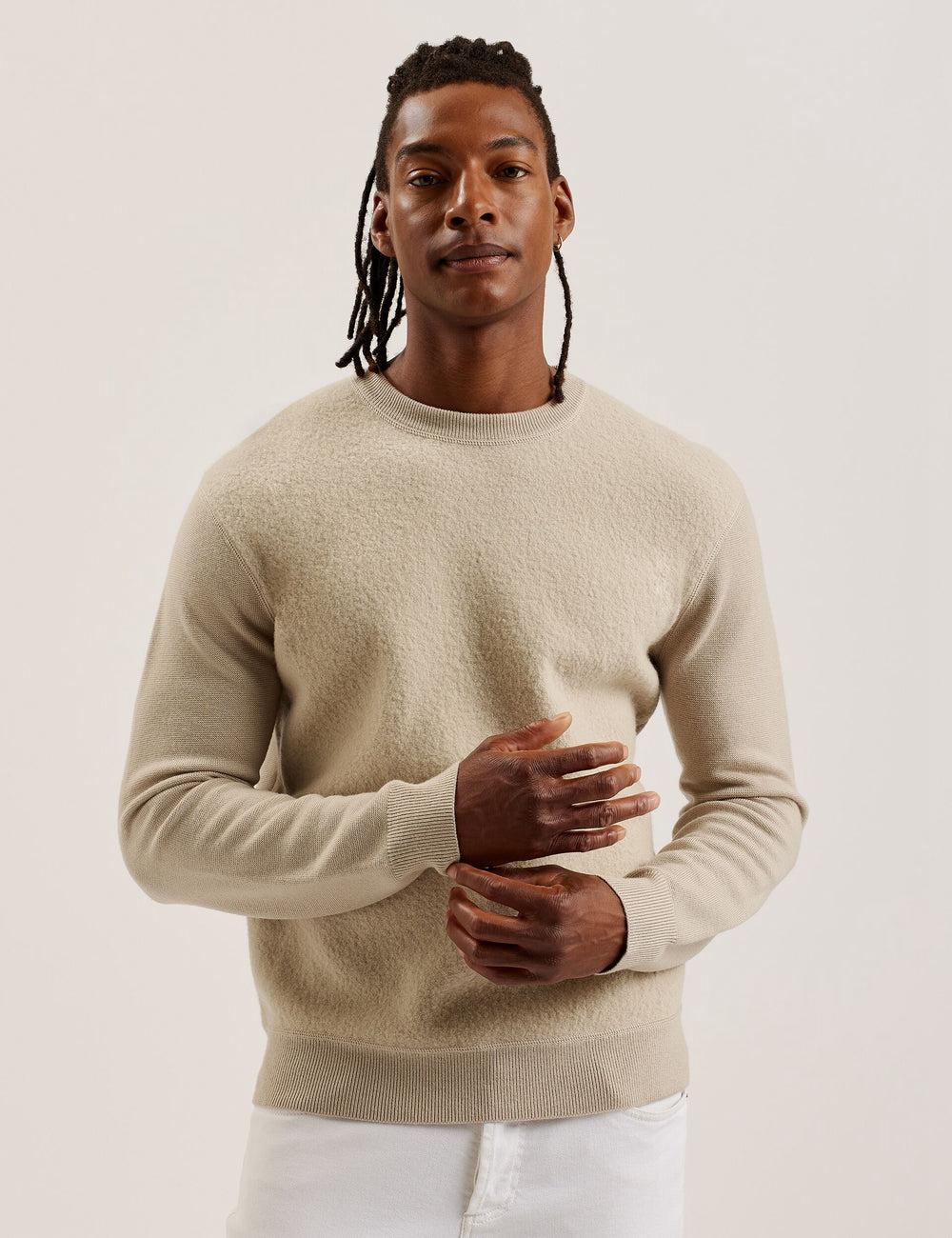 Jerséis Ted Baker OLMSTE - Boucle Wool Blend Crew Neck Hombre Taupe | ATMU-16354
