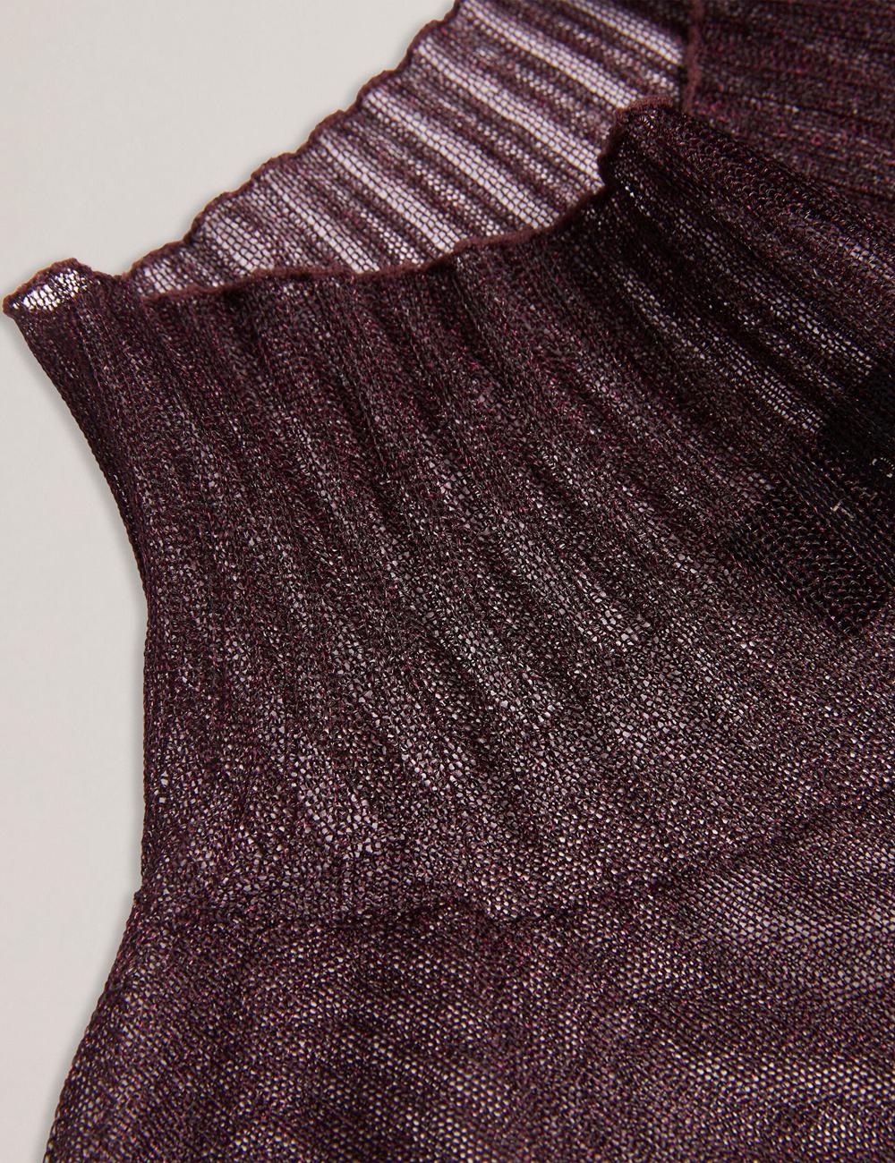 Jerséis Ted Baker TAYLAW - Shimmer Sheer Knit Funnel Neck Top Mujer Rojas | GPWK-12768