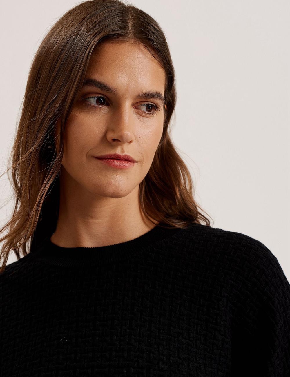 Jerséis Ted Baker TEDTYY - Textured T Jacquard Knitted Mujer Negras | CZTG-19427