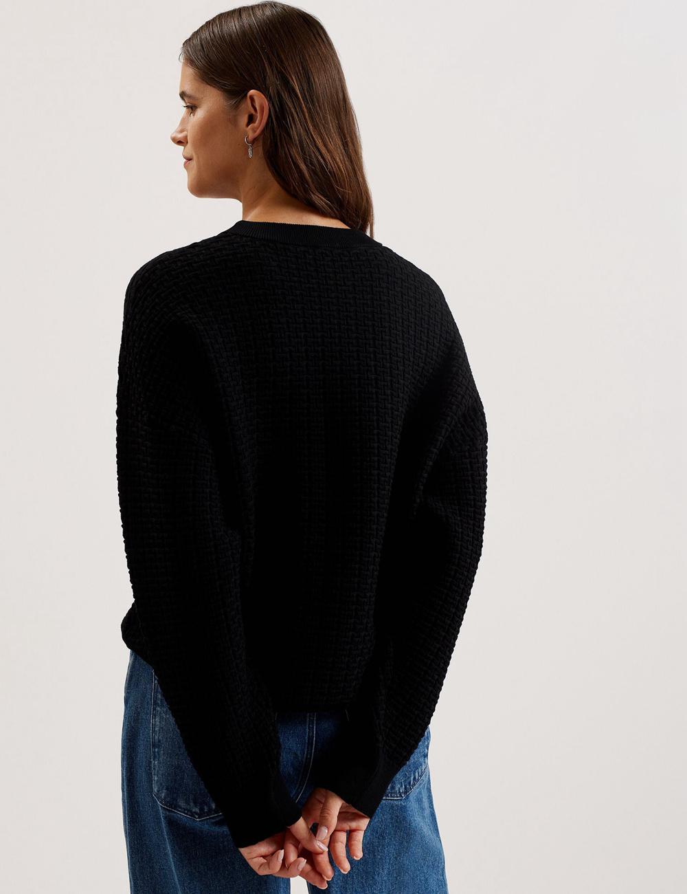 Jerséis Ted Baker TEDTYY - Textured T Jacquard Knitted Mujer Negras | CZTG-19427