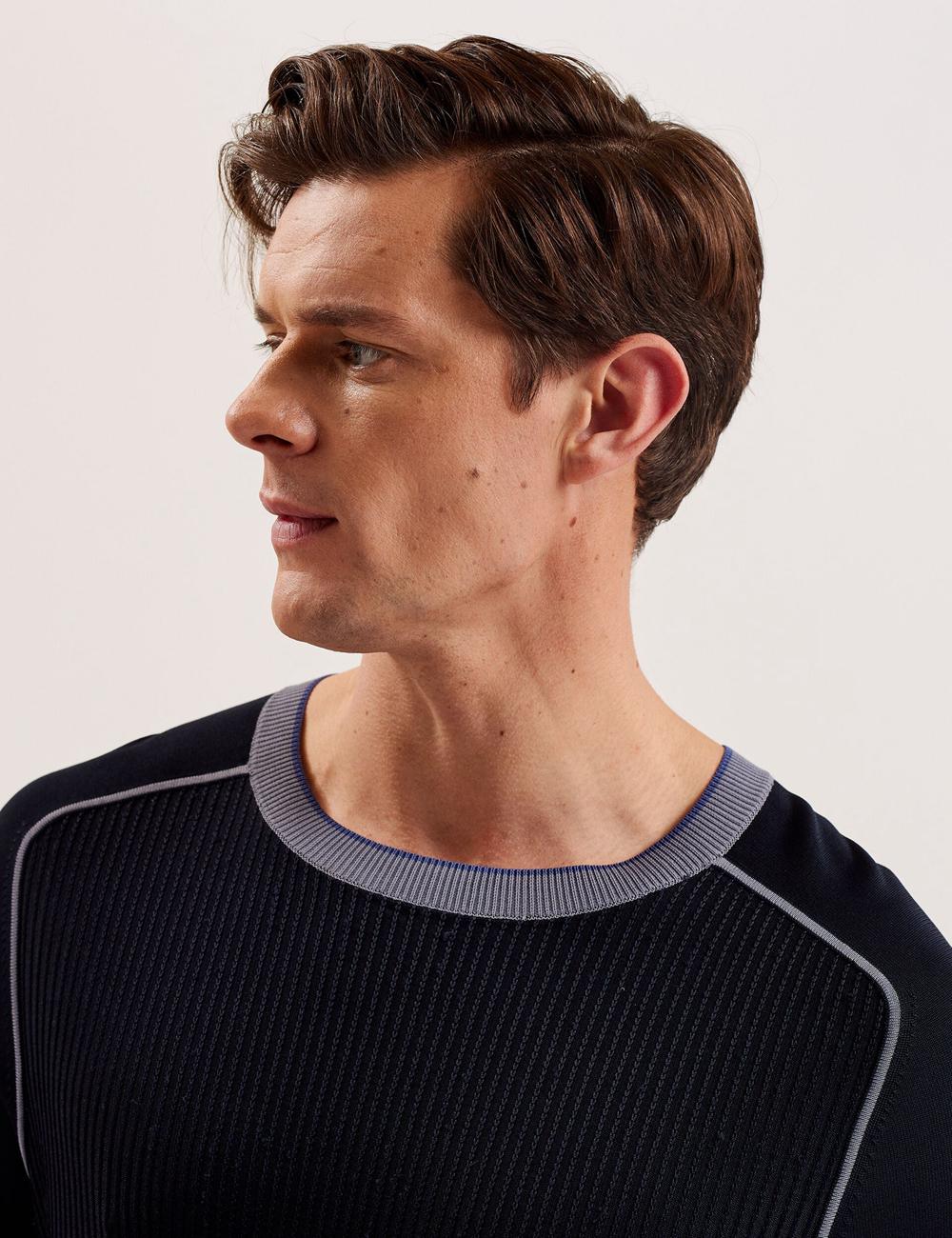 Jerséis Ted Baker TOREZ - Long Sleeve Textured Knit Top Hombre Azul Marino | ZKEH-29653