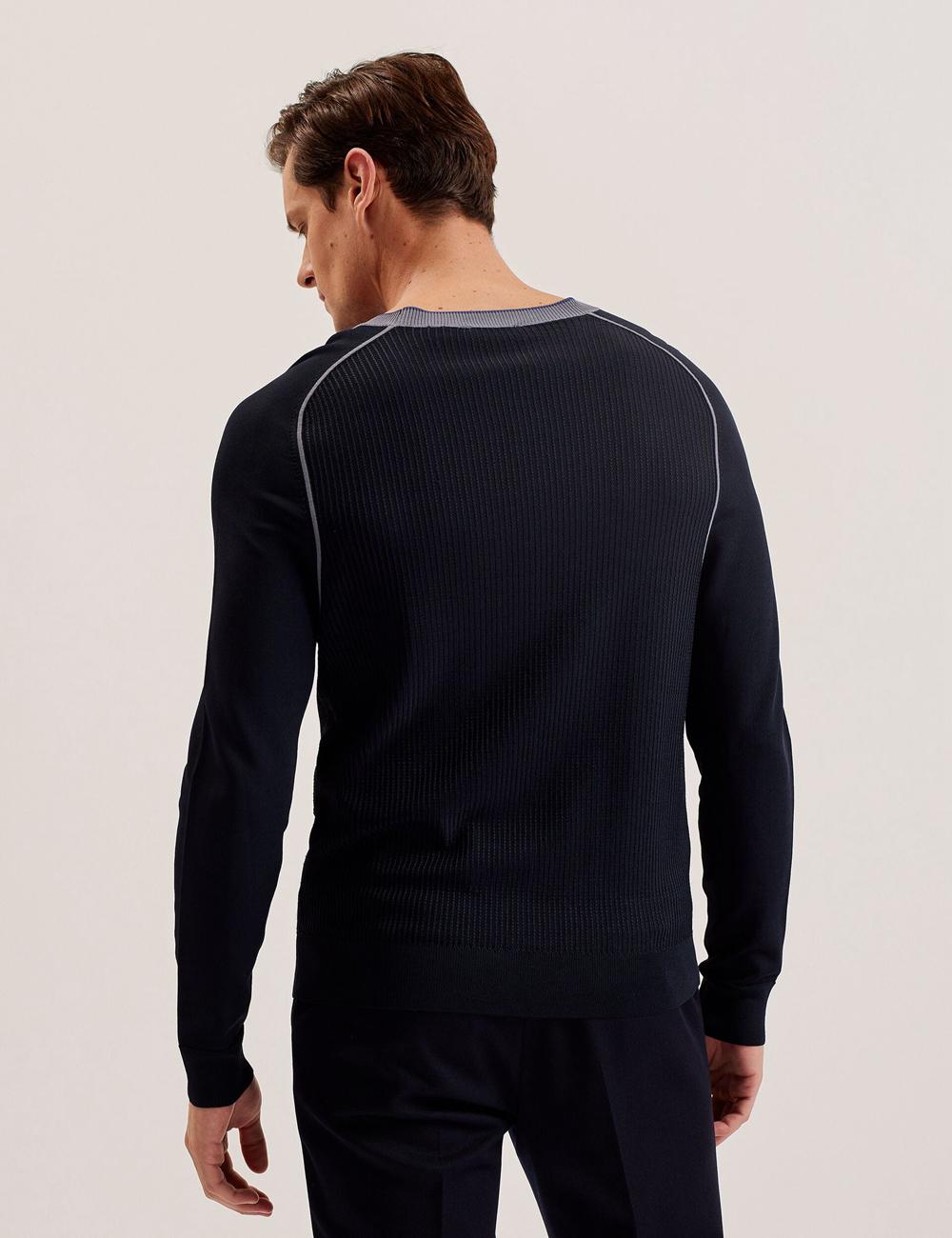 Jerséis Ted Baker TOREZ - Long Sleeve Textured Knit Top Hombre Azul Marino | ZKEH-29653