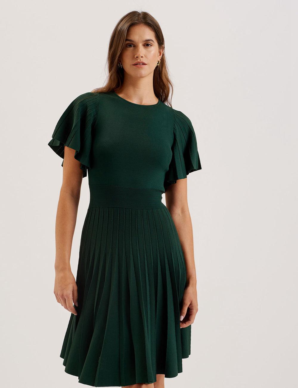Mini Vestido Ted Baker ALENHA - Knitted Angel Sleeve Mujer Verde | OXSN-13208