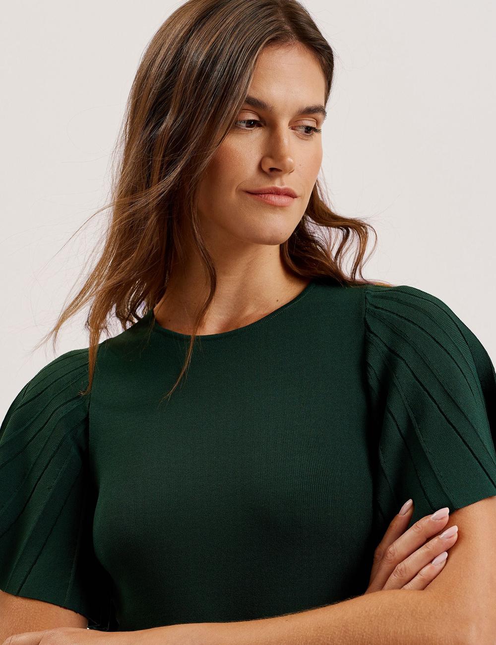 Mini Vestido Ted Baker ALENHA - Knitted Angel Sleeve Mujer Verde | OXSN-13208